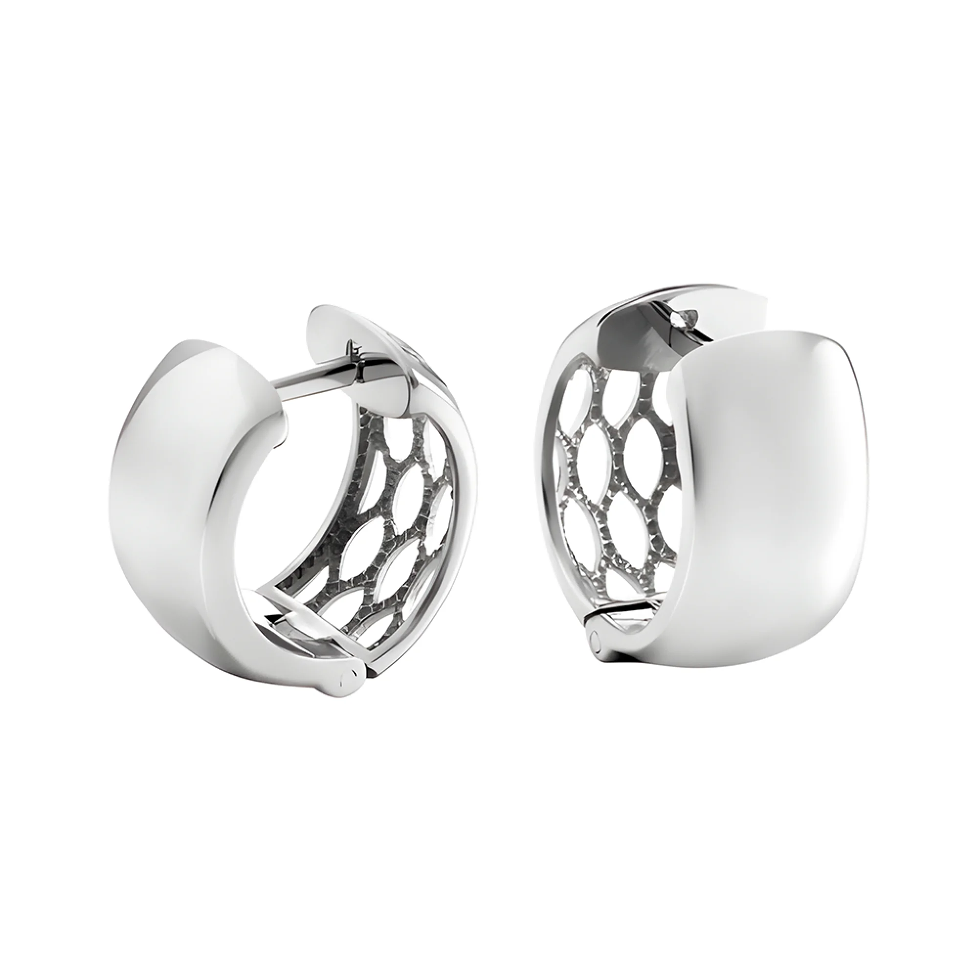 Серьги-кольца из серебра с лаконичными вырезами - 1552921 - 1