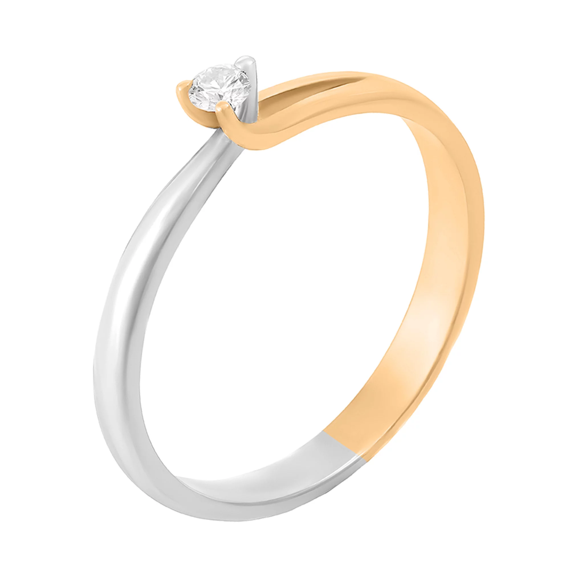Золота каблучка для заручин з діамантом - 1701967 – зображення 1
