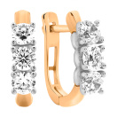 Сережки с фианитами в комбинированном золоте - 406836
