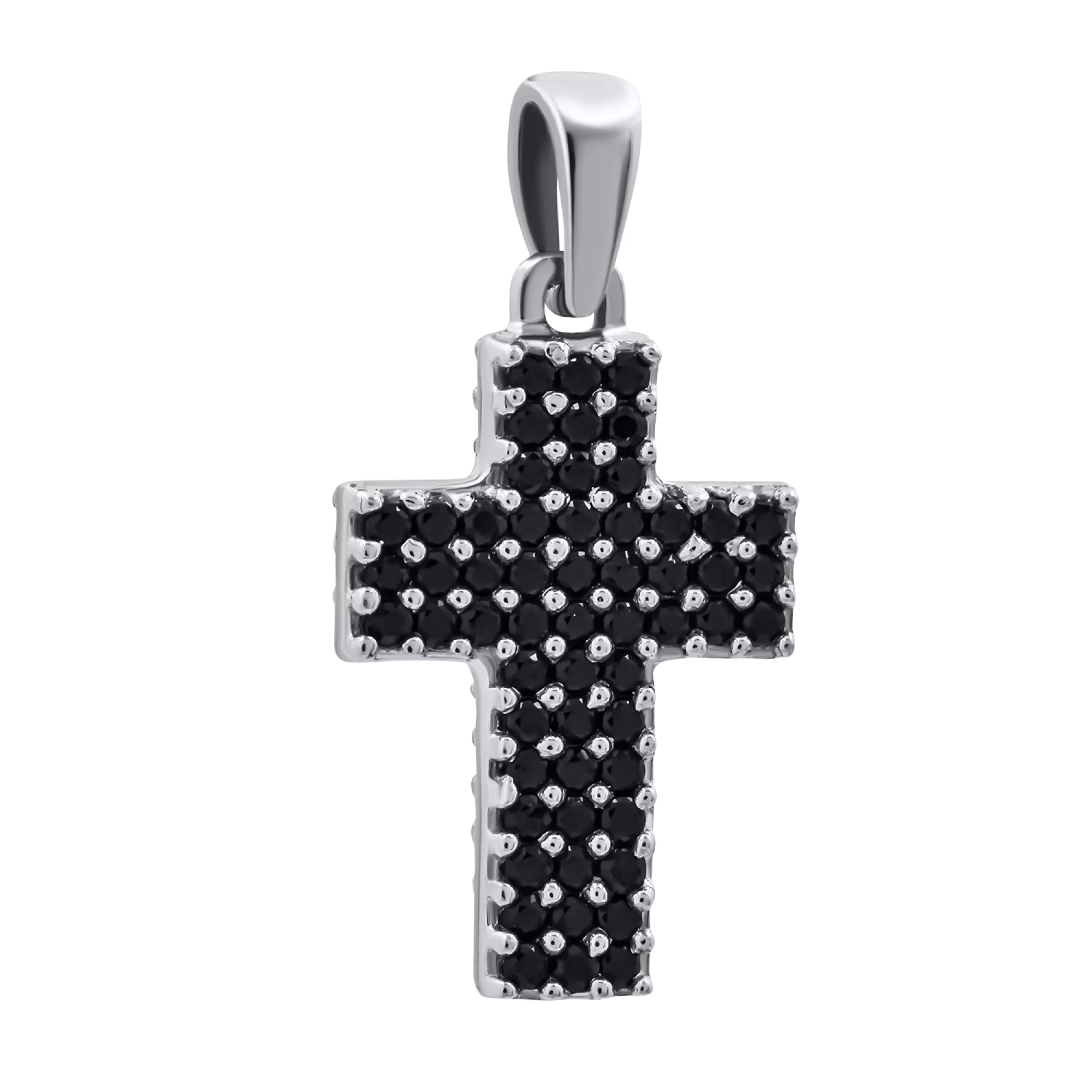 Крестик серебряный двухсторонний с фианитом - 1269036 – изображение 2