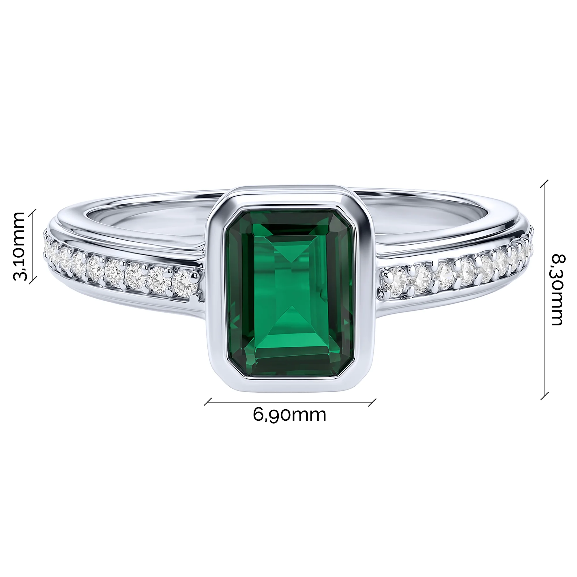 Серебряное кольцо с изумрудом и фианитами - 2287914 - 4