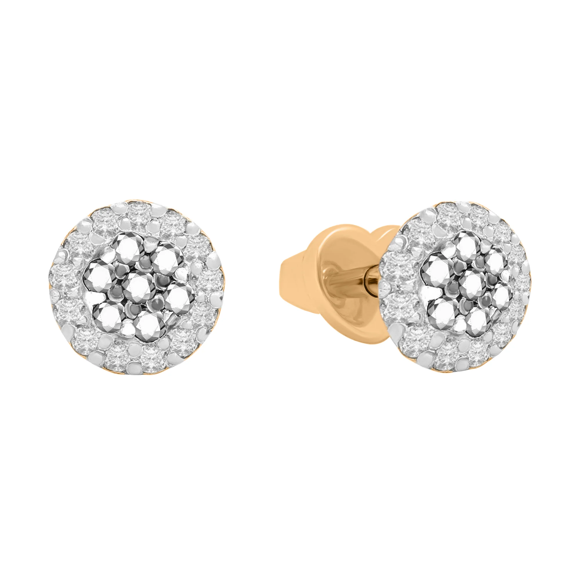 Сережки-гвоздики из красного золота с бриллиантами - 1385098 - 1
