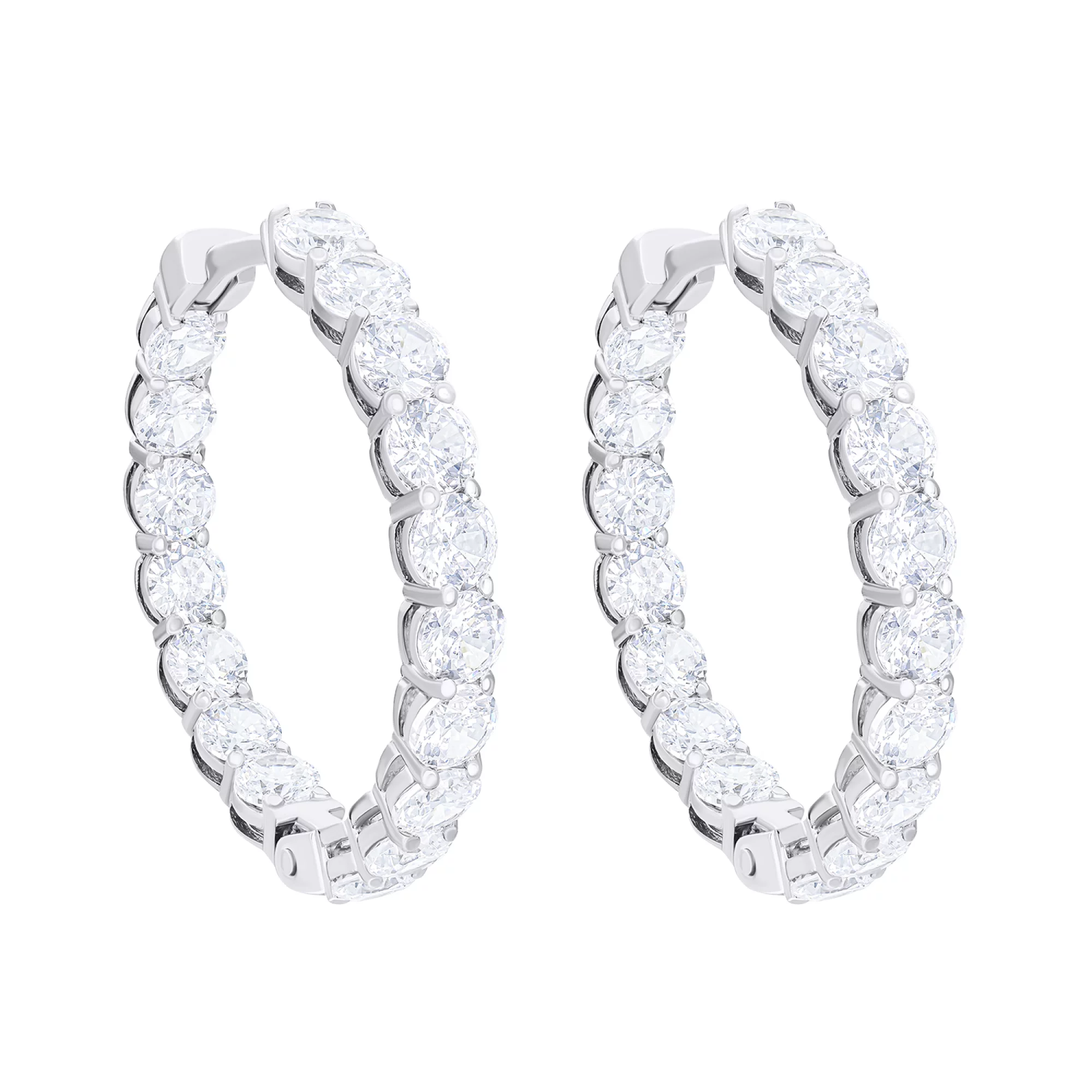 Сережки-кільця зі срібла з доріжкою фіанітів - 1545951 – зображення 1