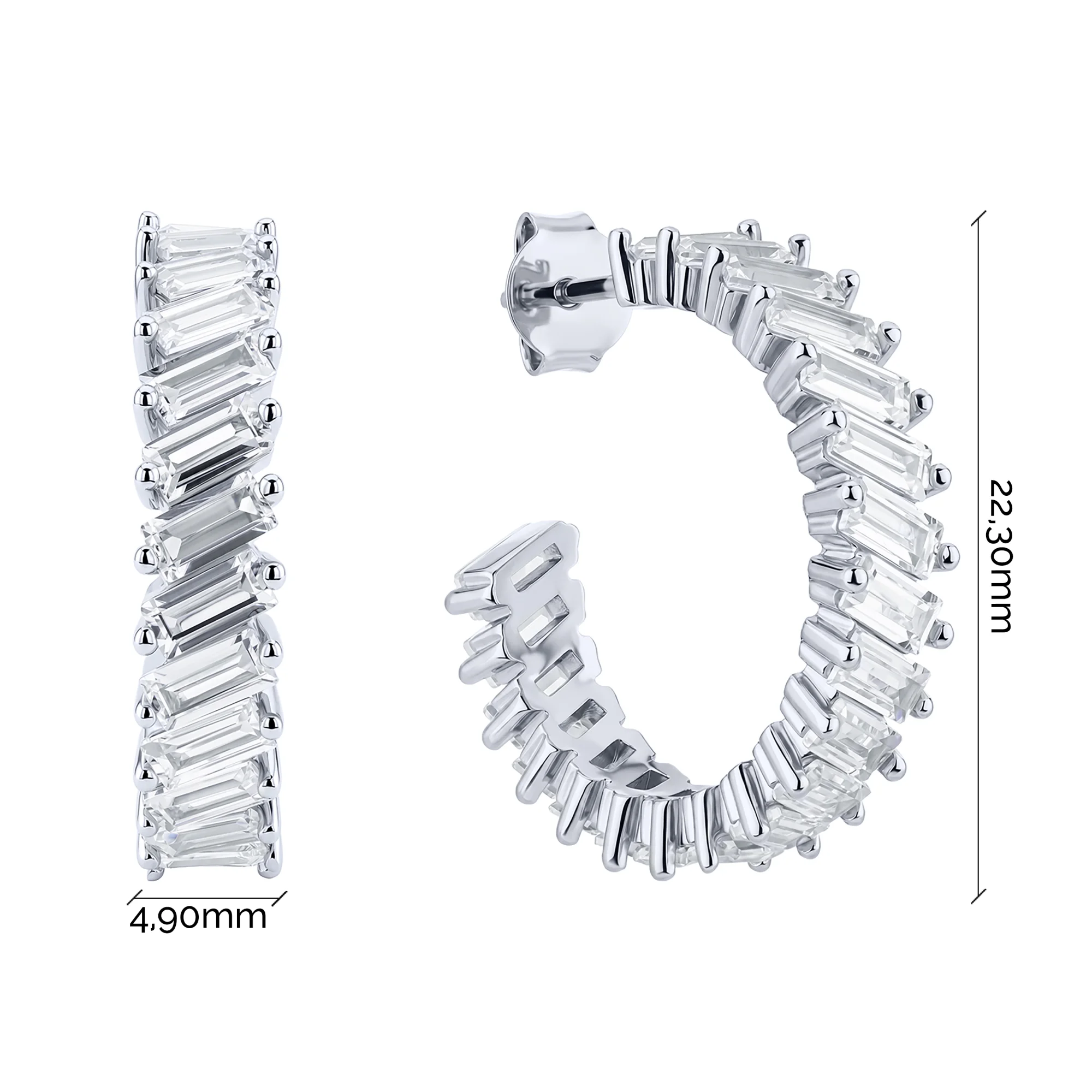Сережки-пусеты из серебра с фианитами - 2255170 - 2