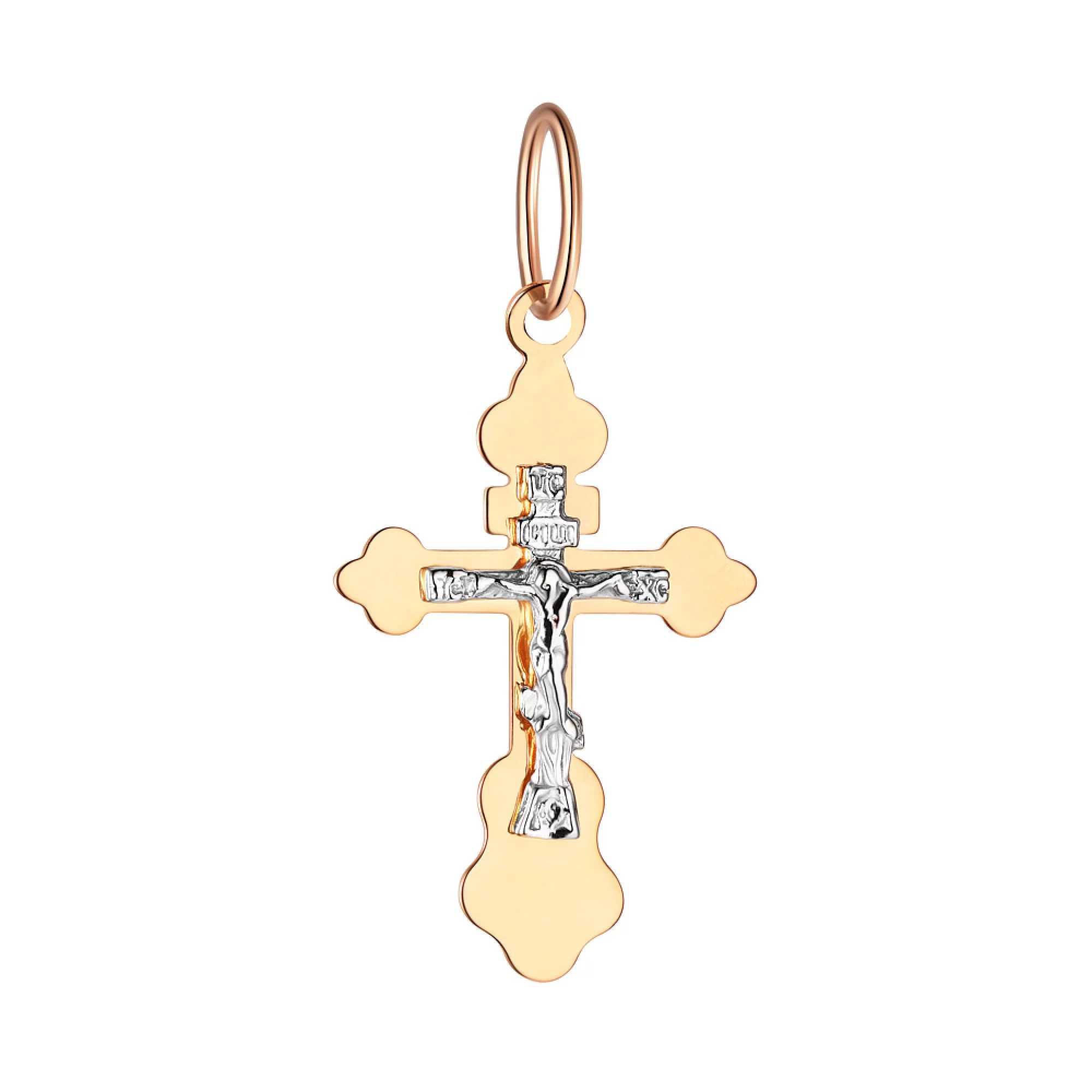 Крестик из комбинированого золота - 963805 – изображение 1