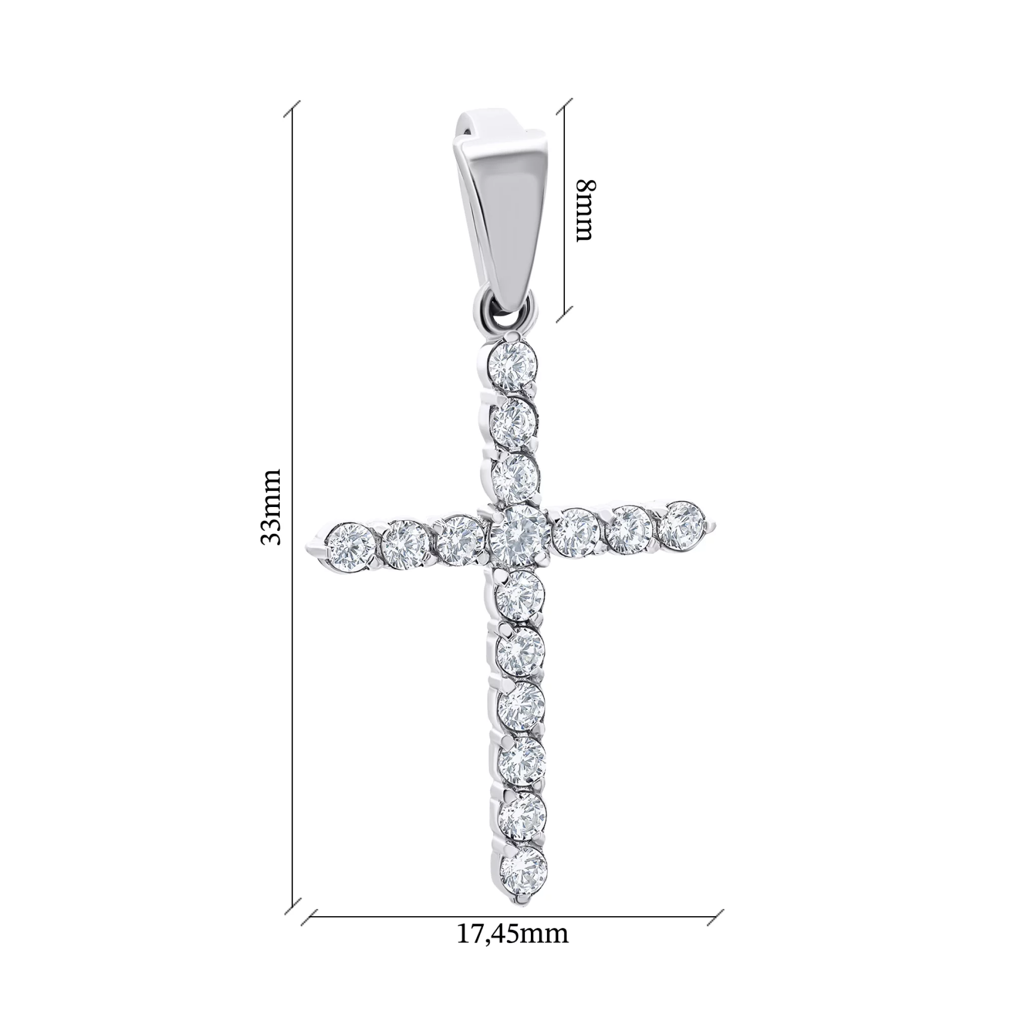 Срібний хрестик з фіанітами  - 1546627 – зображення 2