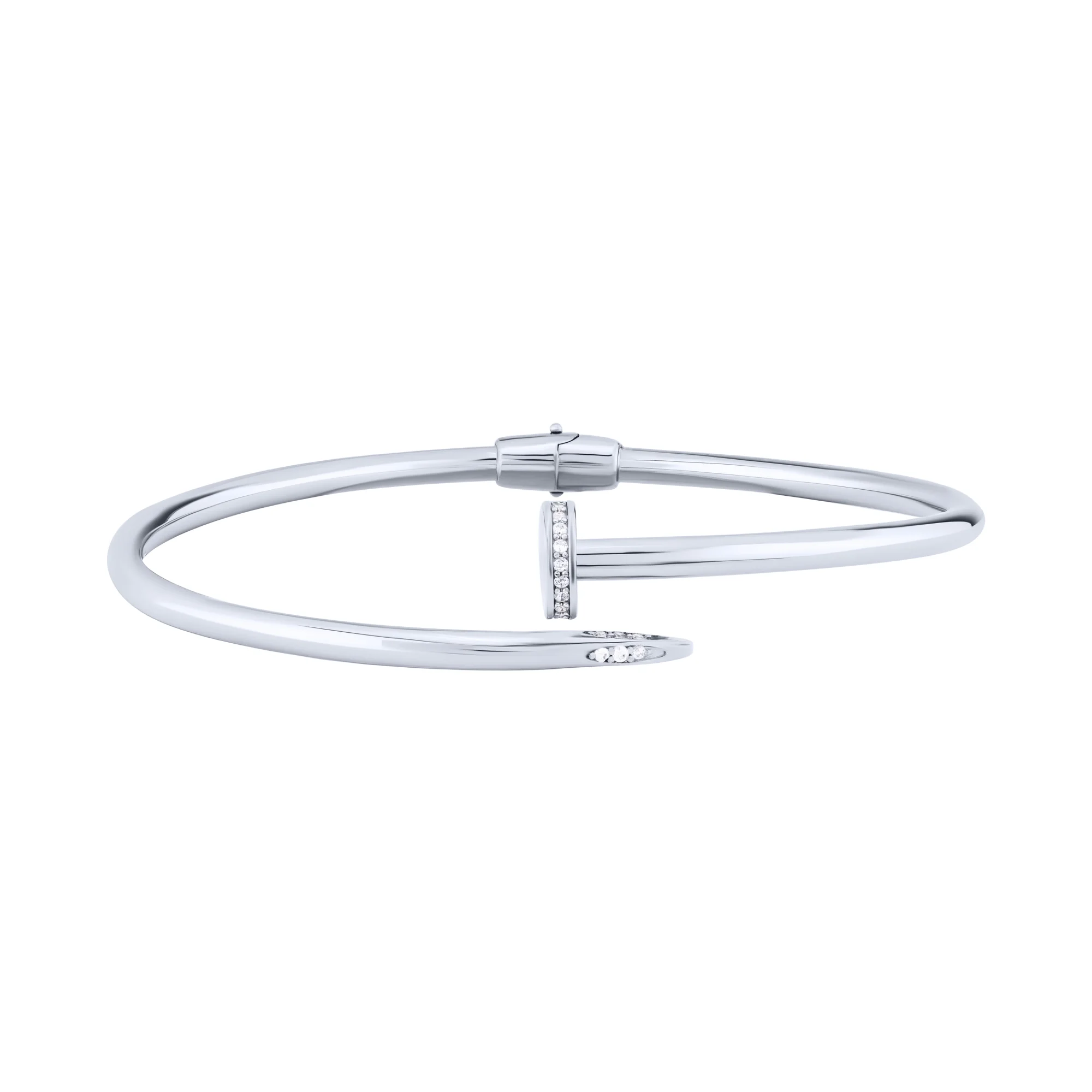 Браслет из серебра "Гвоздь" с фианитами - 1810682 - 2