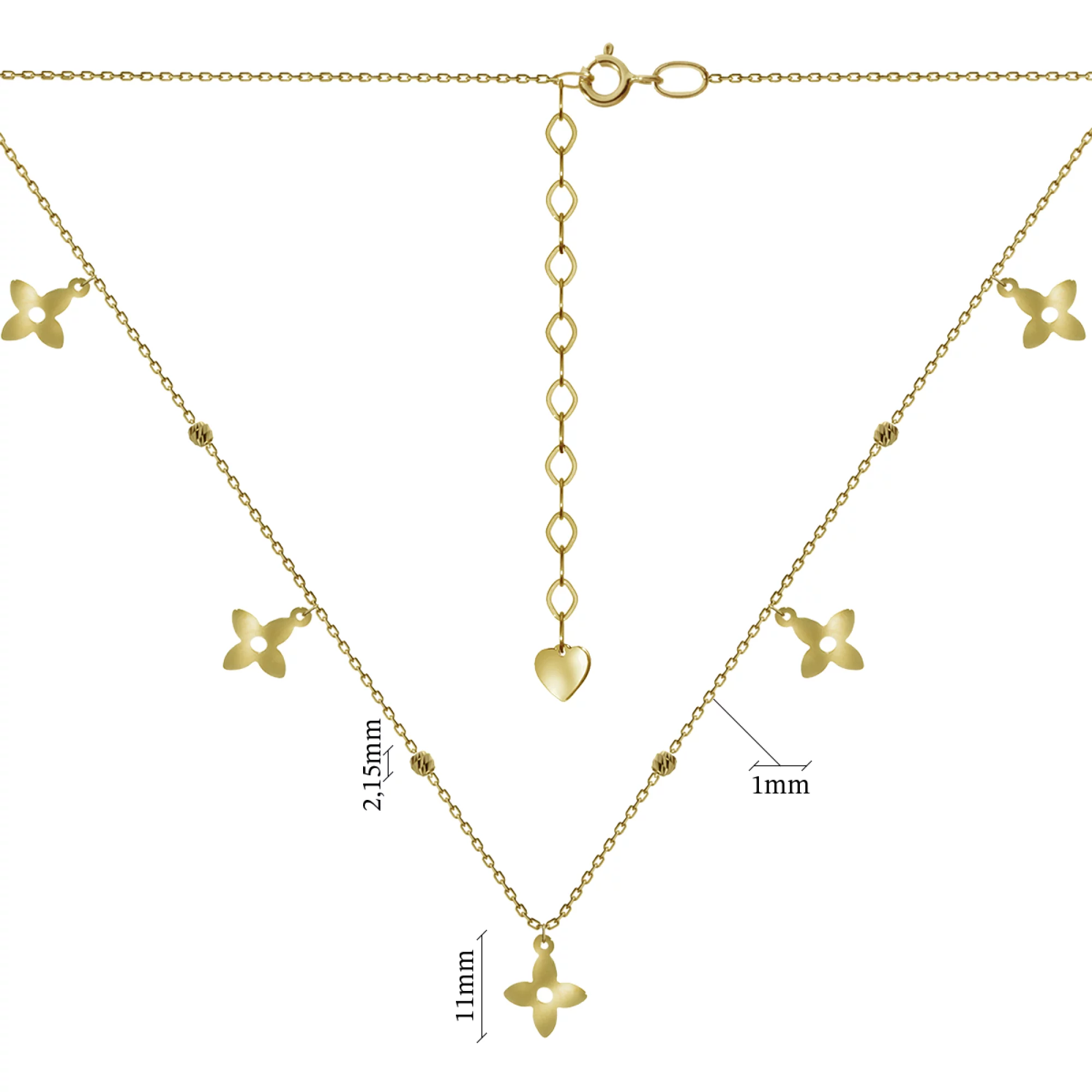 Колье из лимонного золота с подвесками в плетении якорь - 963210 – изображение 2