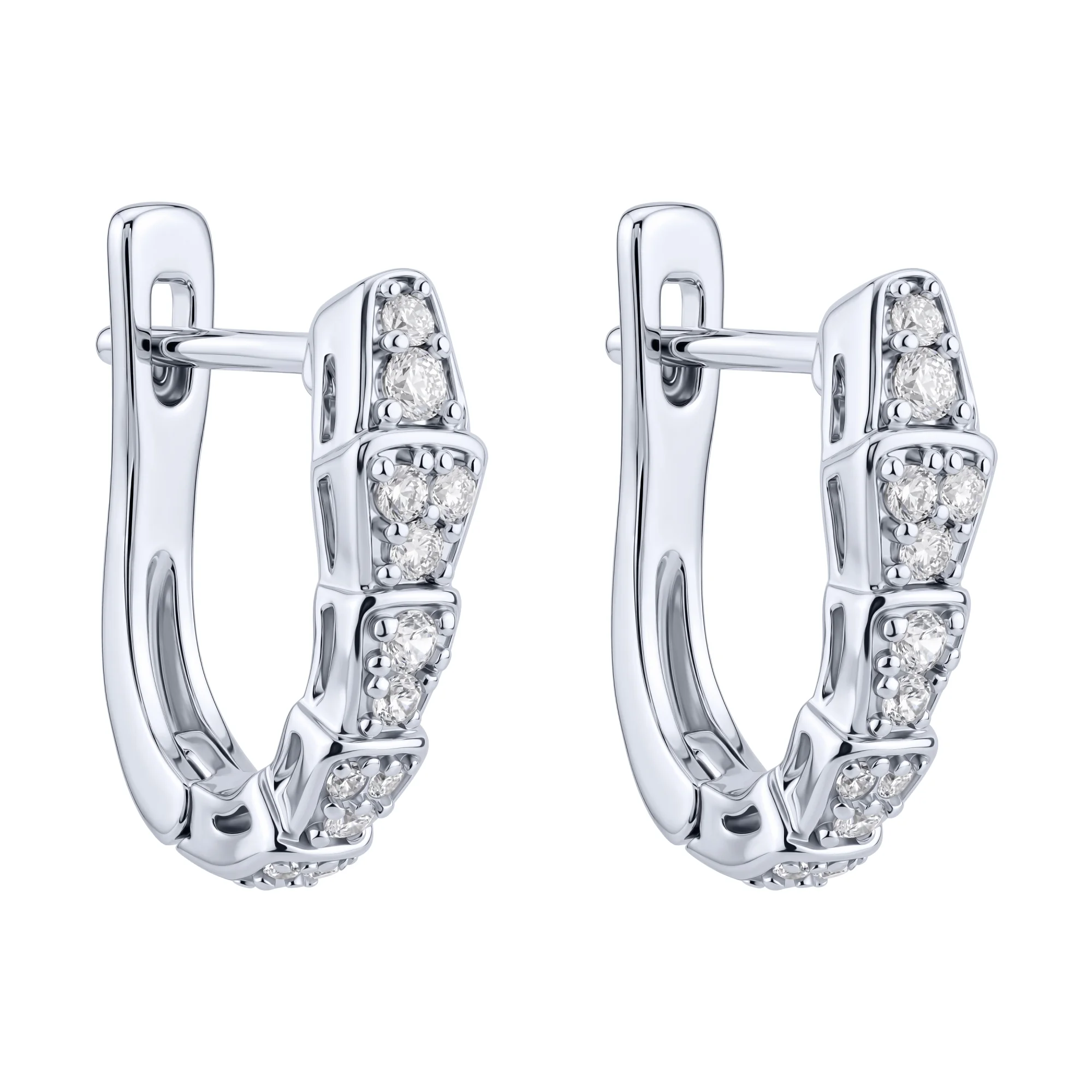Серьги из серебра "Змея" с фианитами  - 2257753 - 1