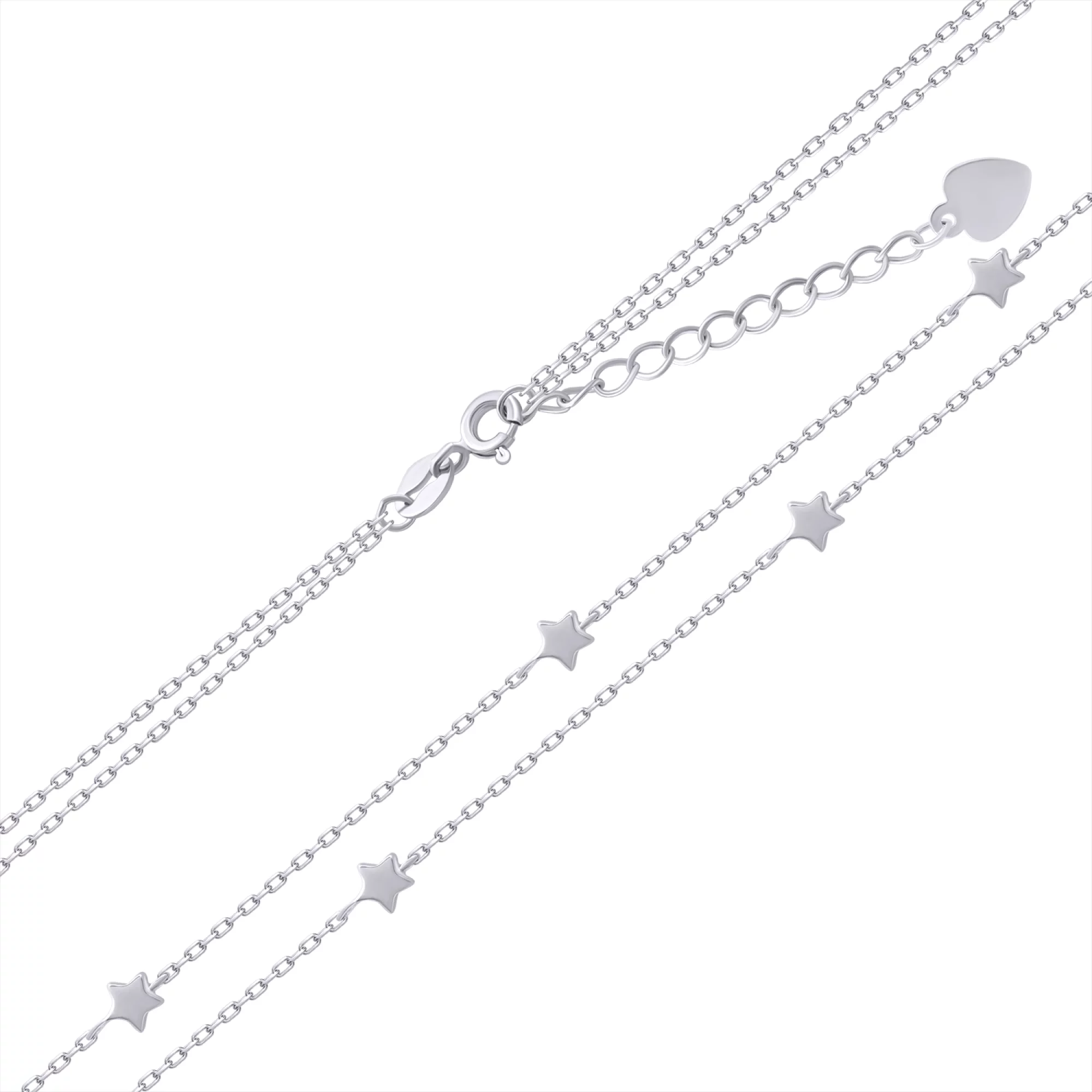 Колье серебряное со звёздочками плетение Якорь - 859335 – изображение 1