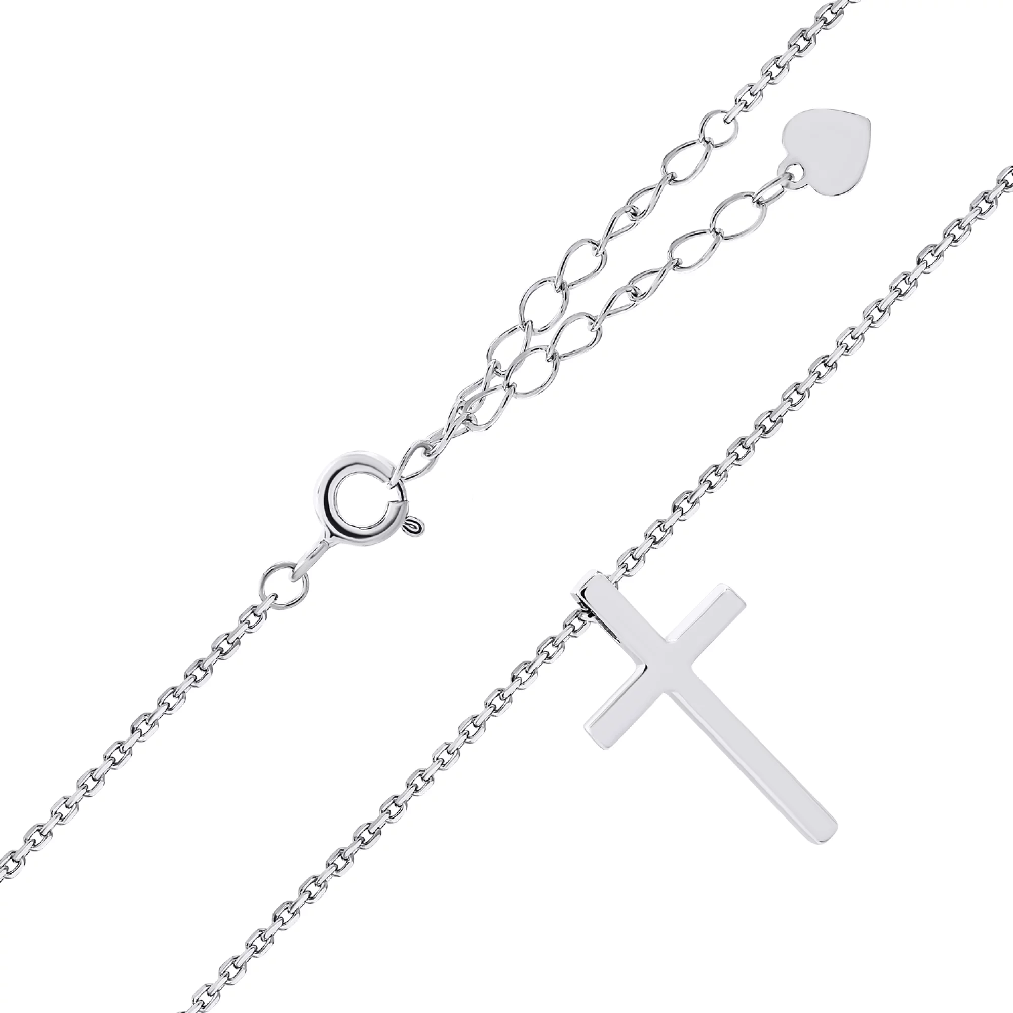 Срібний ланцюжок з хрестиком плетіння якір - 1547710 – зображення 1