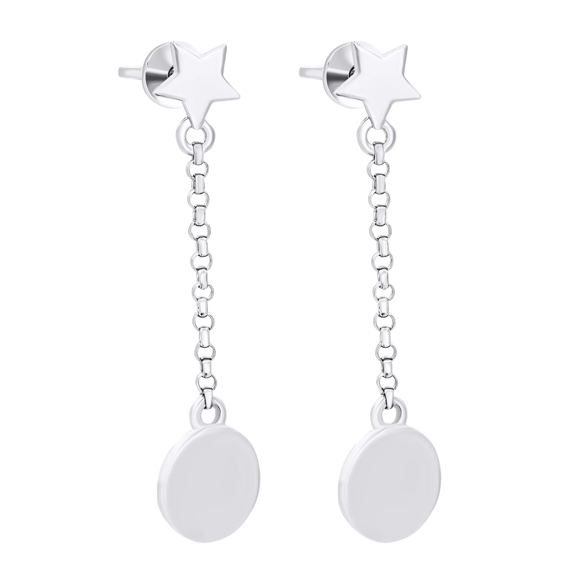 Серебряные серьги-гвоздики с подвесками "Сияние Луны" - 1548787 – изображение 1