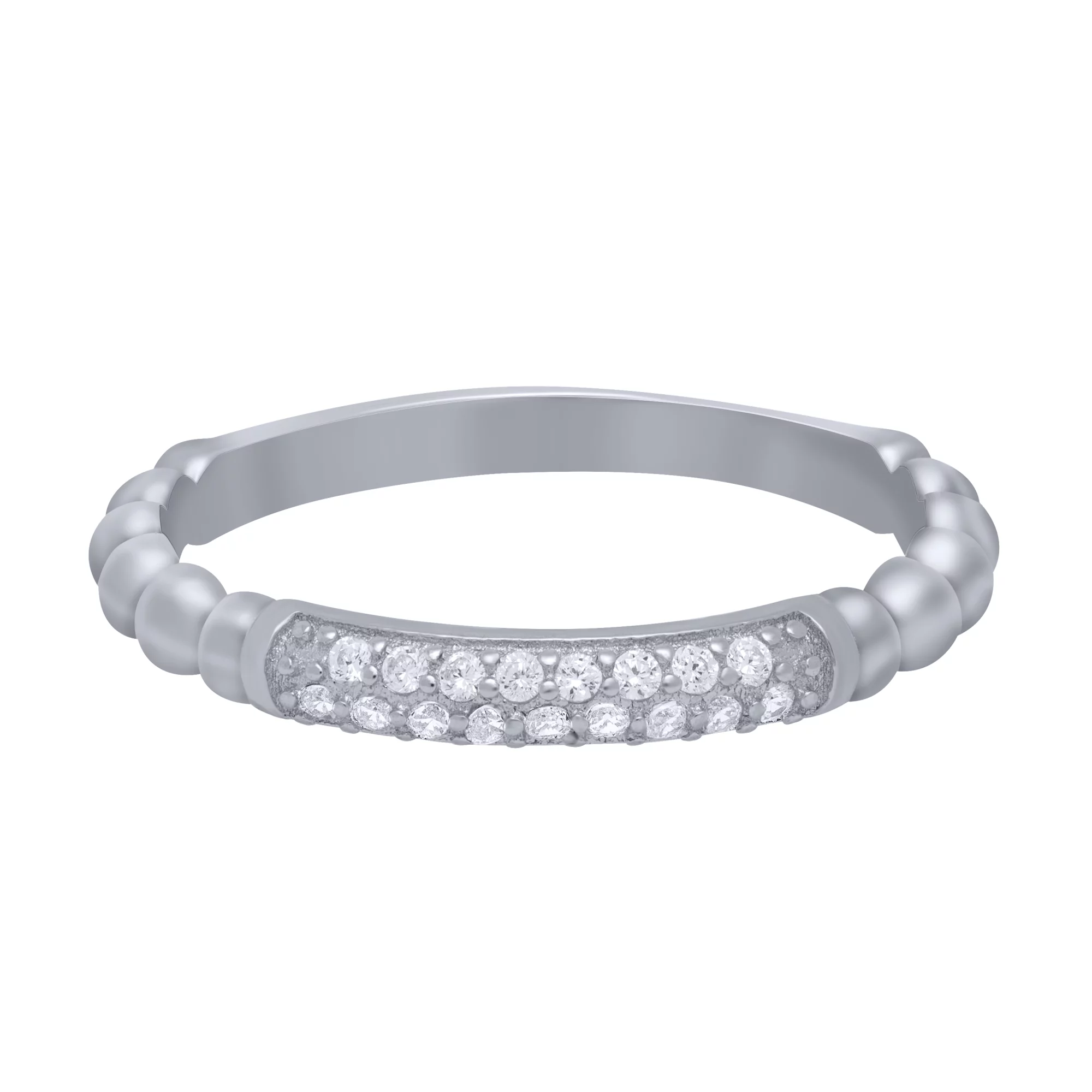Серебряное кольцо с дорожкой фианитов - 1701657 – изображение 2