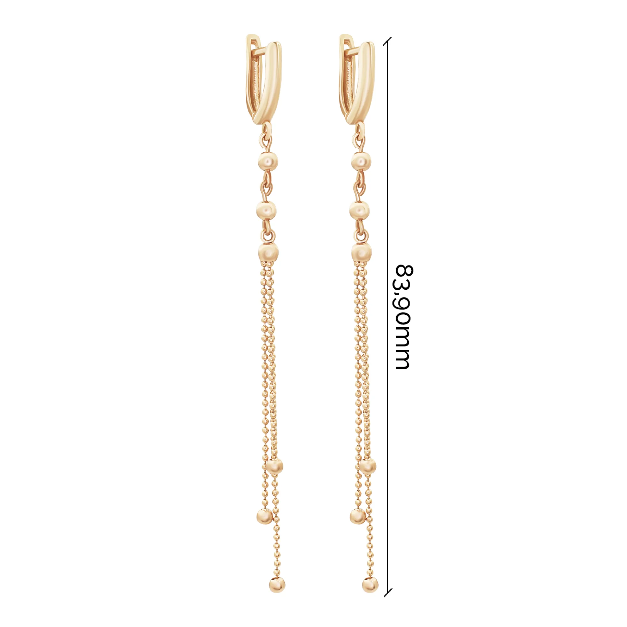 Сережки с подвесными шариками из красного золота - 1545580 - 5