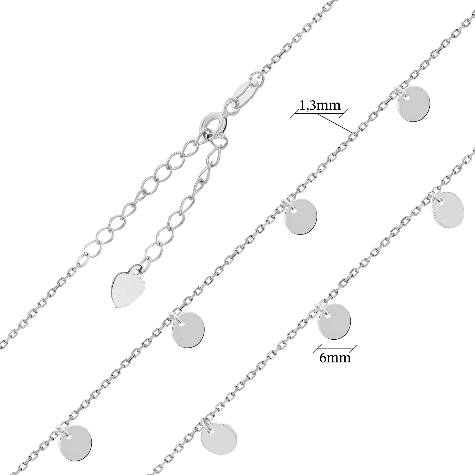 Колье из серебра с подвесами "Монетки" якорное плетение  - 1544948 – изображение 3