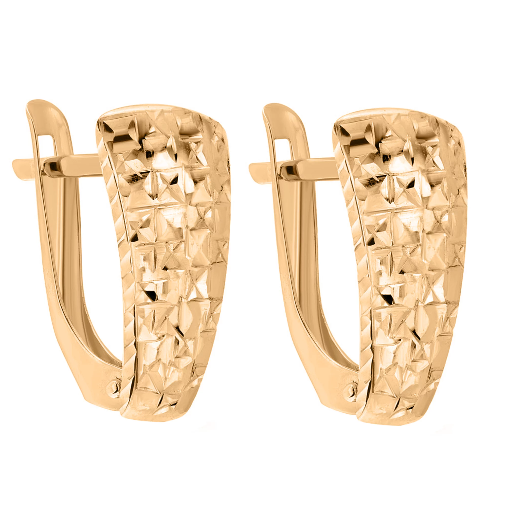 Золотые серьги с алмазной гранью - 1694225 – изображение 1