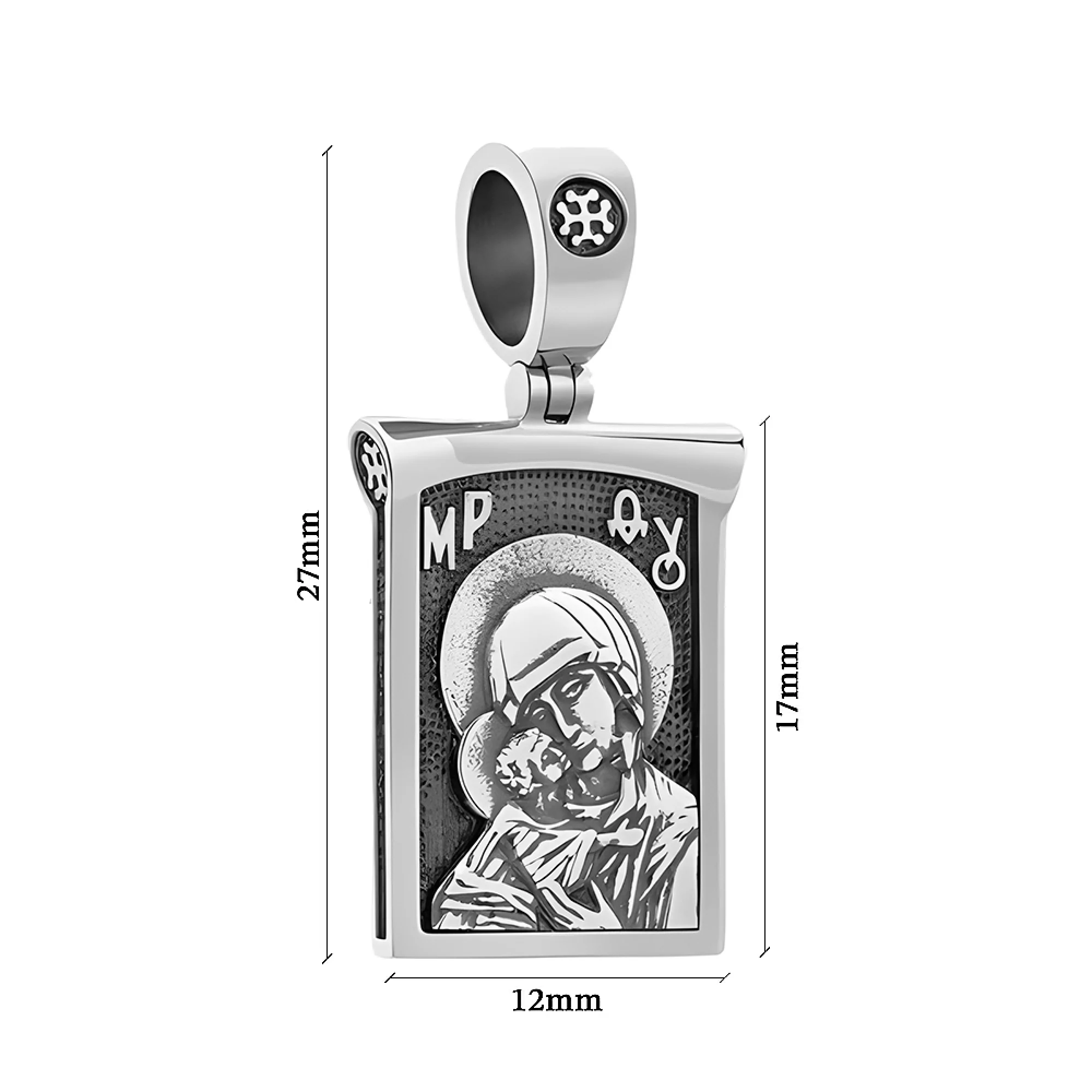 Серебряная ладанка Богородица "Владимирская" - 451318 – изображение 3