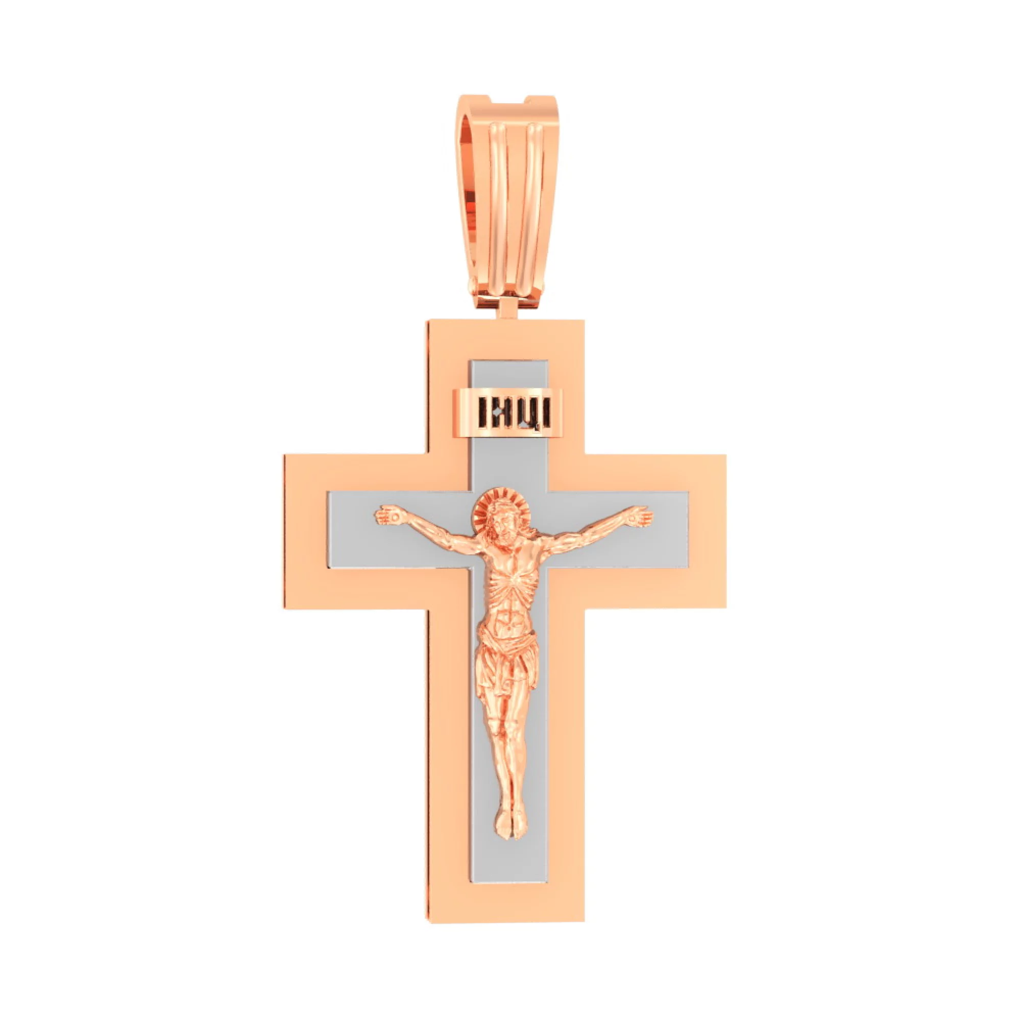 Крестик из комбинированого золота - 967959 – изображение 1