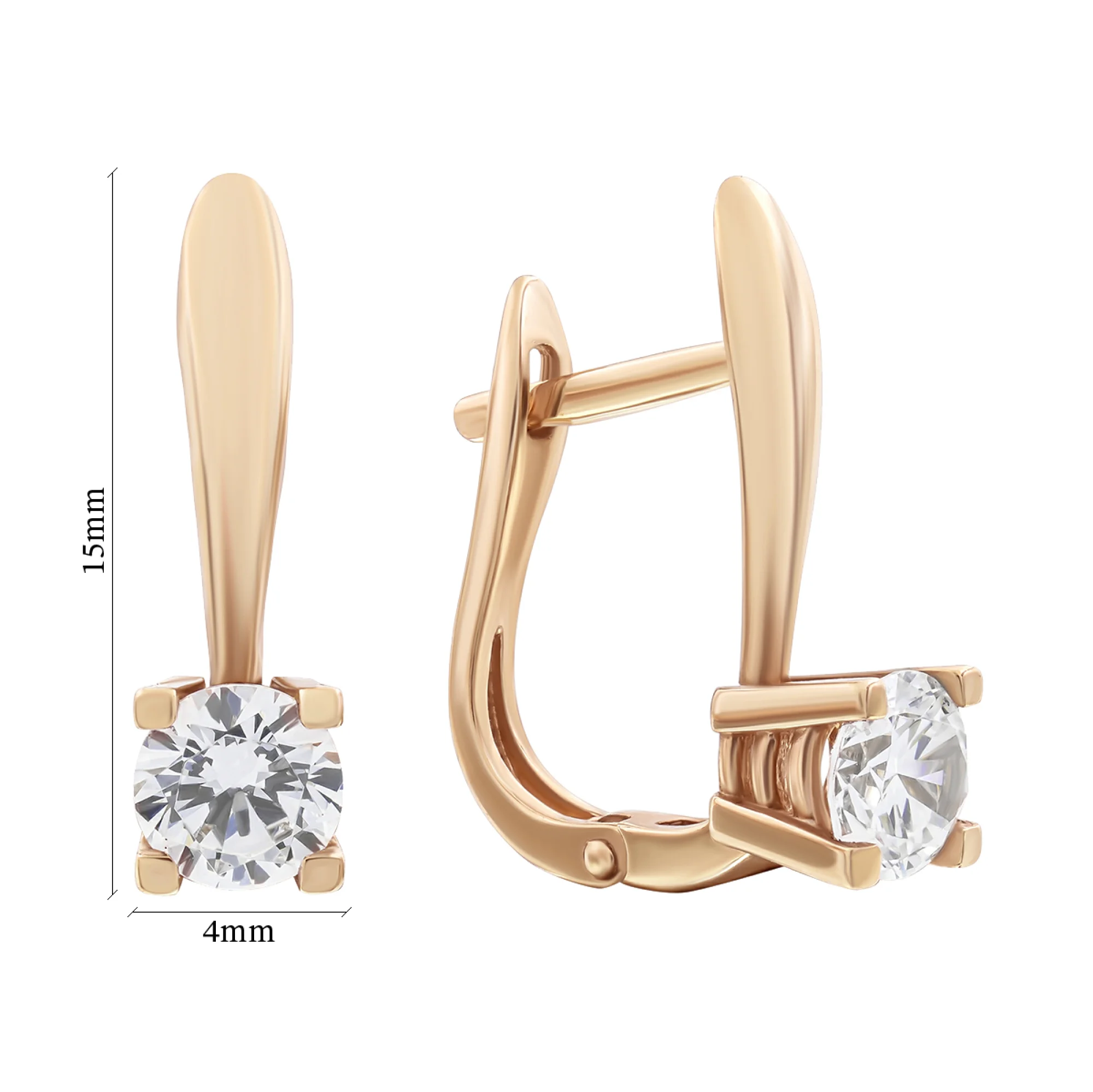 Серьги из красного золота с фианитами - 603956 - 2