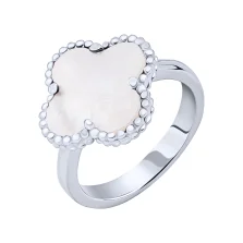 Каблучка зі срібла "Конюшина" з перламутром - 1996360