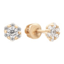 Сережки-гвоздики из красного золота с фианитами - 870405