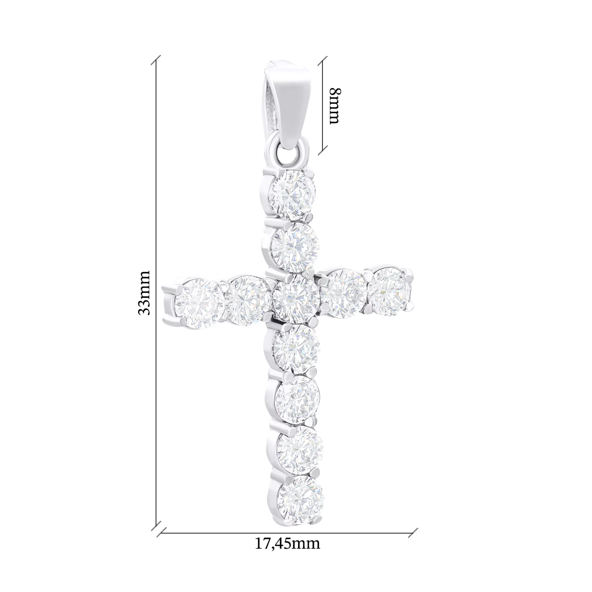 Крест декоративный из серебра с фианитами - 1546625 – изображение 2