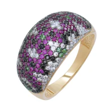 Каблучка об'ємна з червоного золота з фіанітами - 1301204