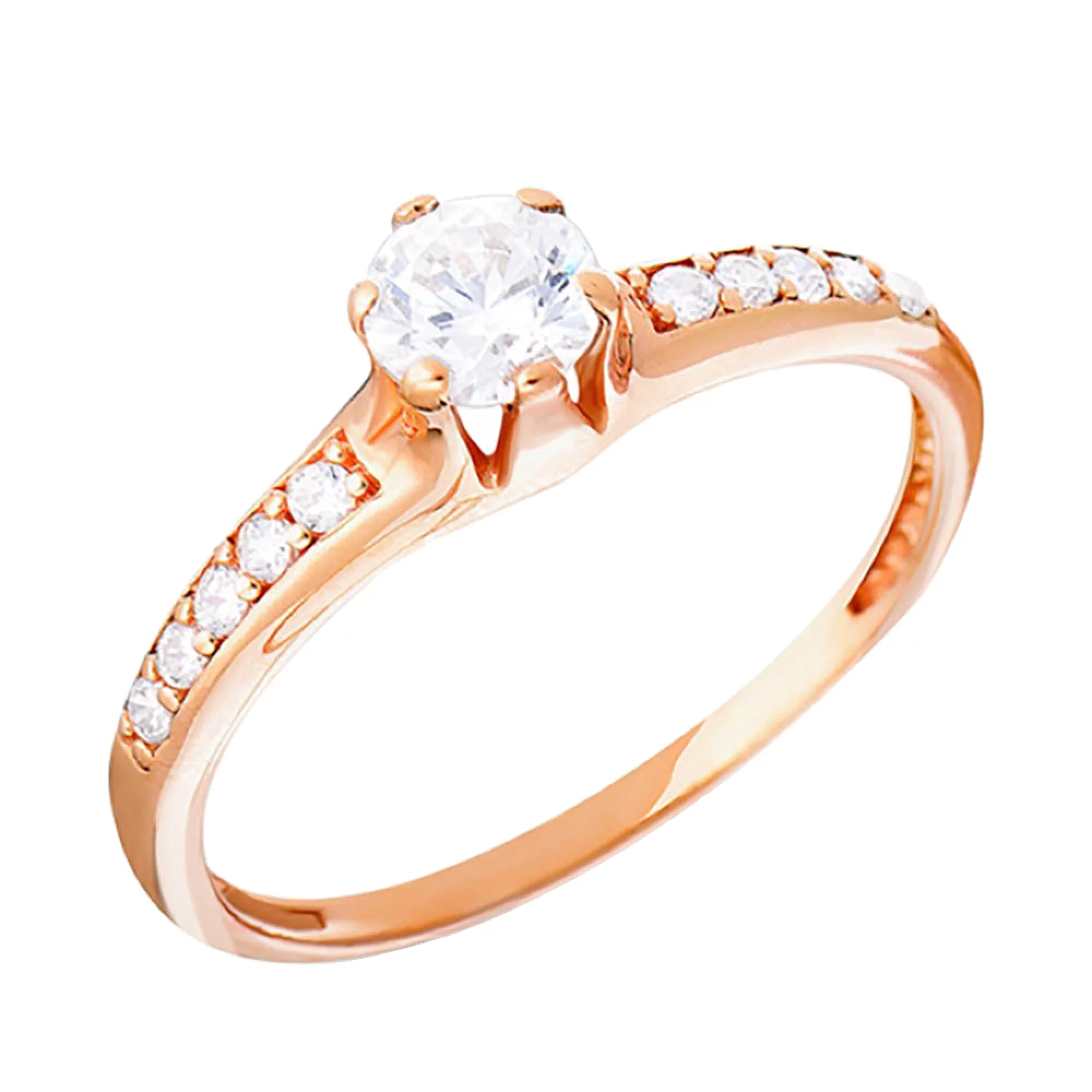 Золотое кольцо с фианитом - 569331 – изображение 1