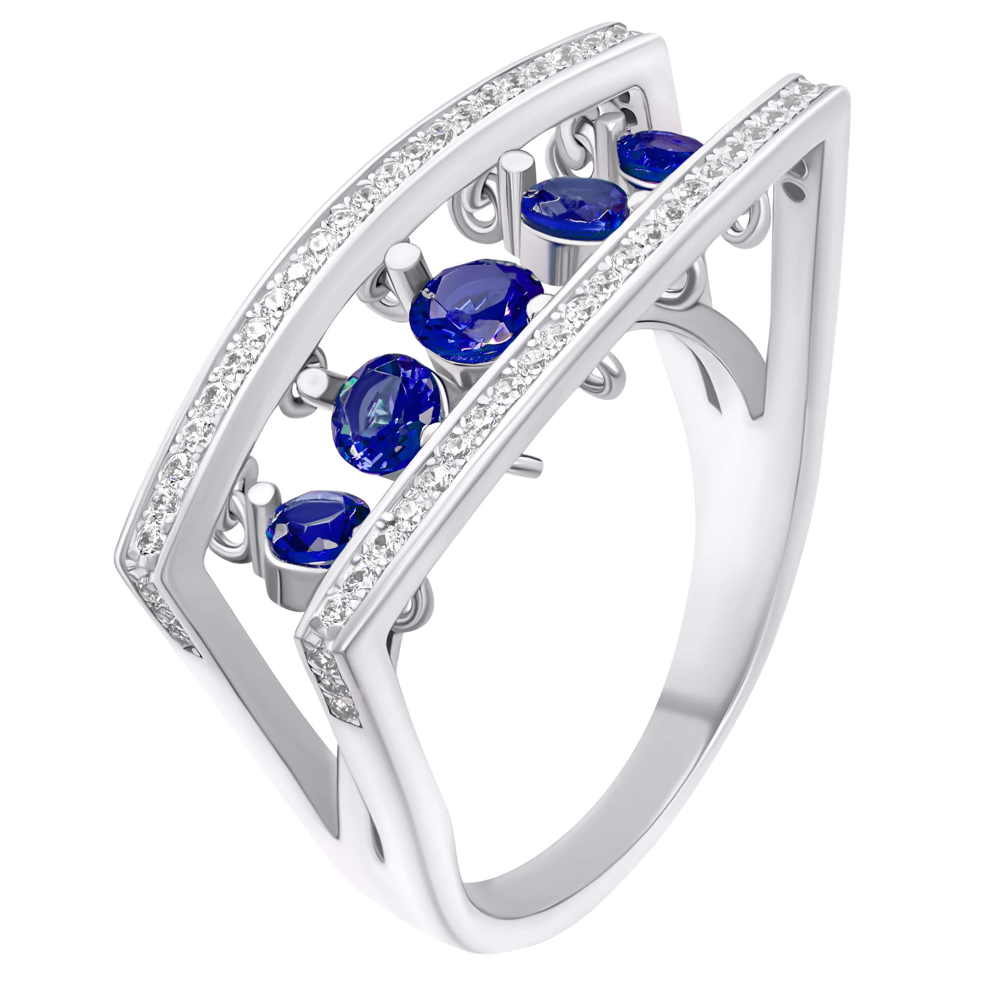 Кольцо серебряное с фианитами - 907590 - 1