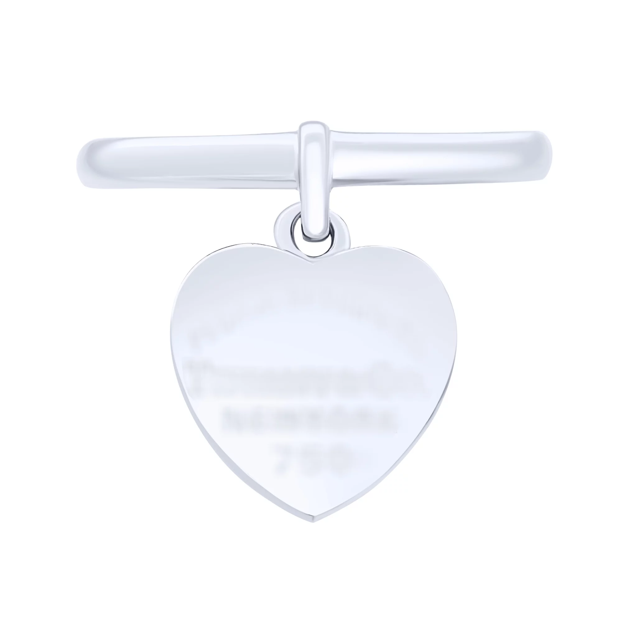 Кольцо серебряное с подвеской "Сердце" - 1611527 – изображение 2