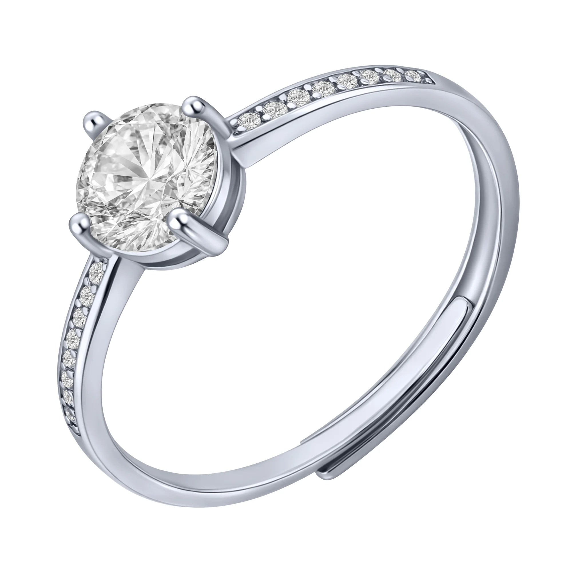 Серебрянное кольцо с фианитами раздвижное - 2001901 - 1