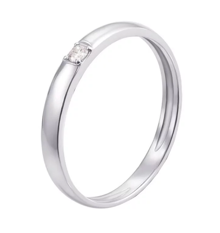 Обручальное кольцо из белого золота с бриллиантом Американка. Артикул 10154/2,25б: цена, отзывы, фото – купить в интернет-магазине AURUM