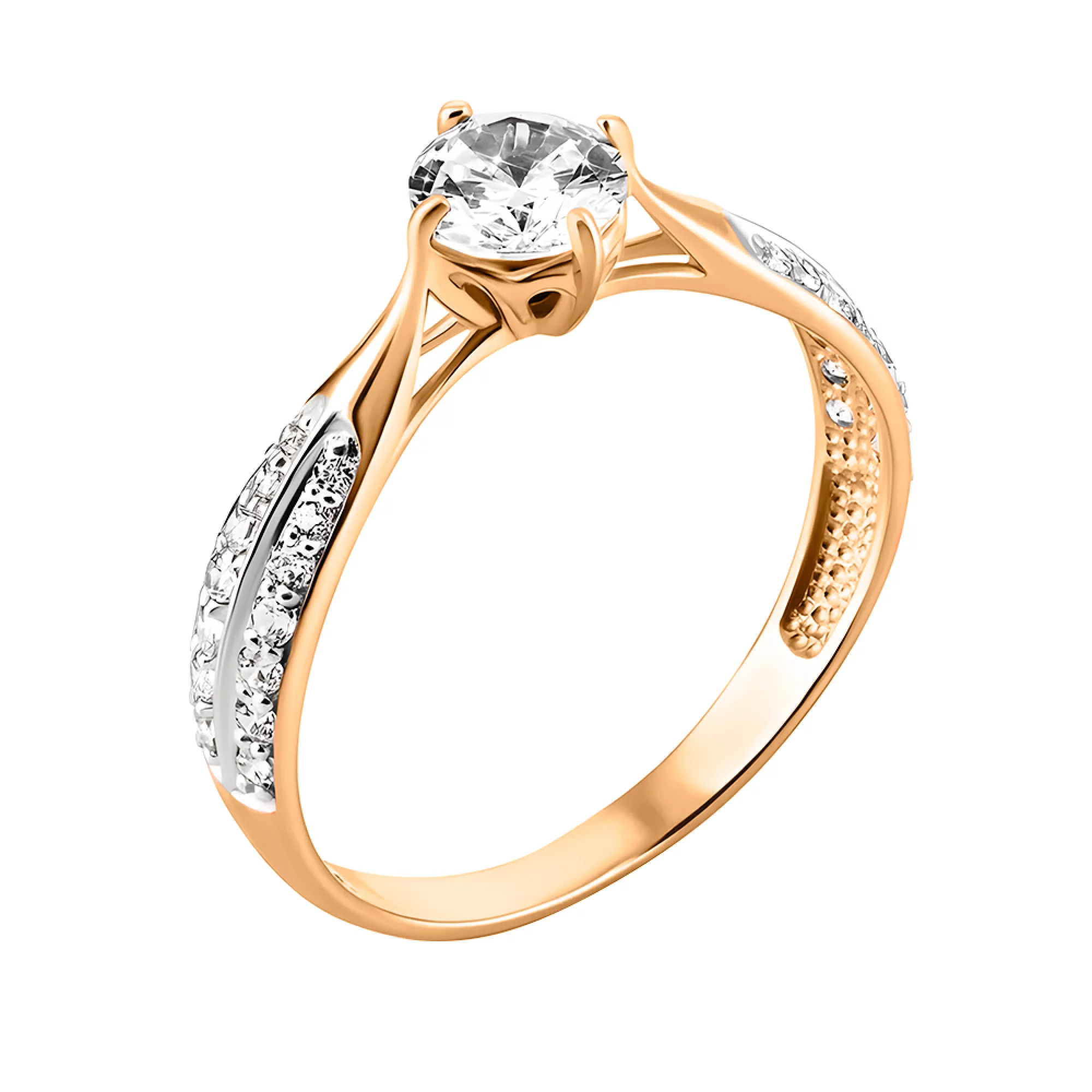 Золотое кольцо с фианитом - 482818 – изображение 1