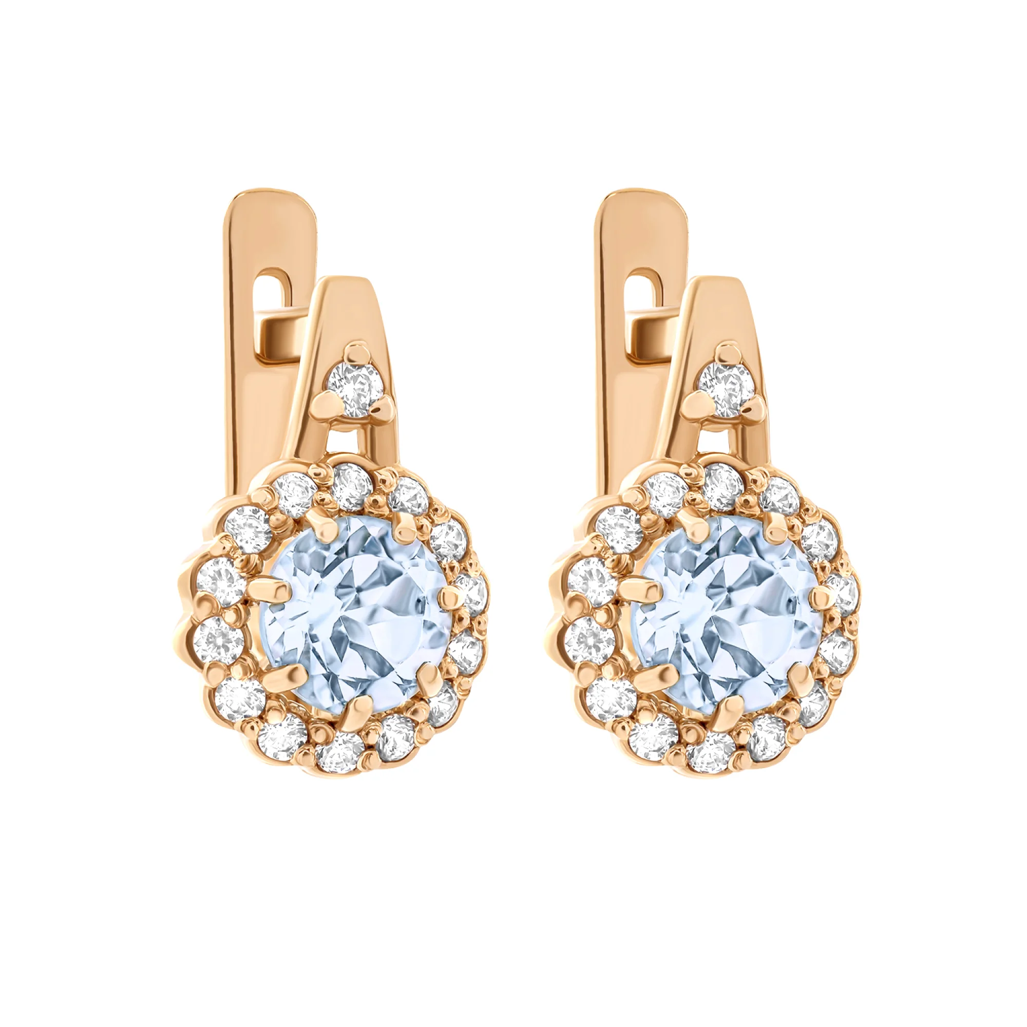 Сережки с топазом и фианитами с красного золота - 1488599 - 3