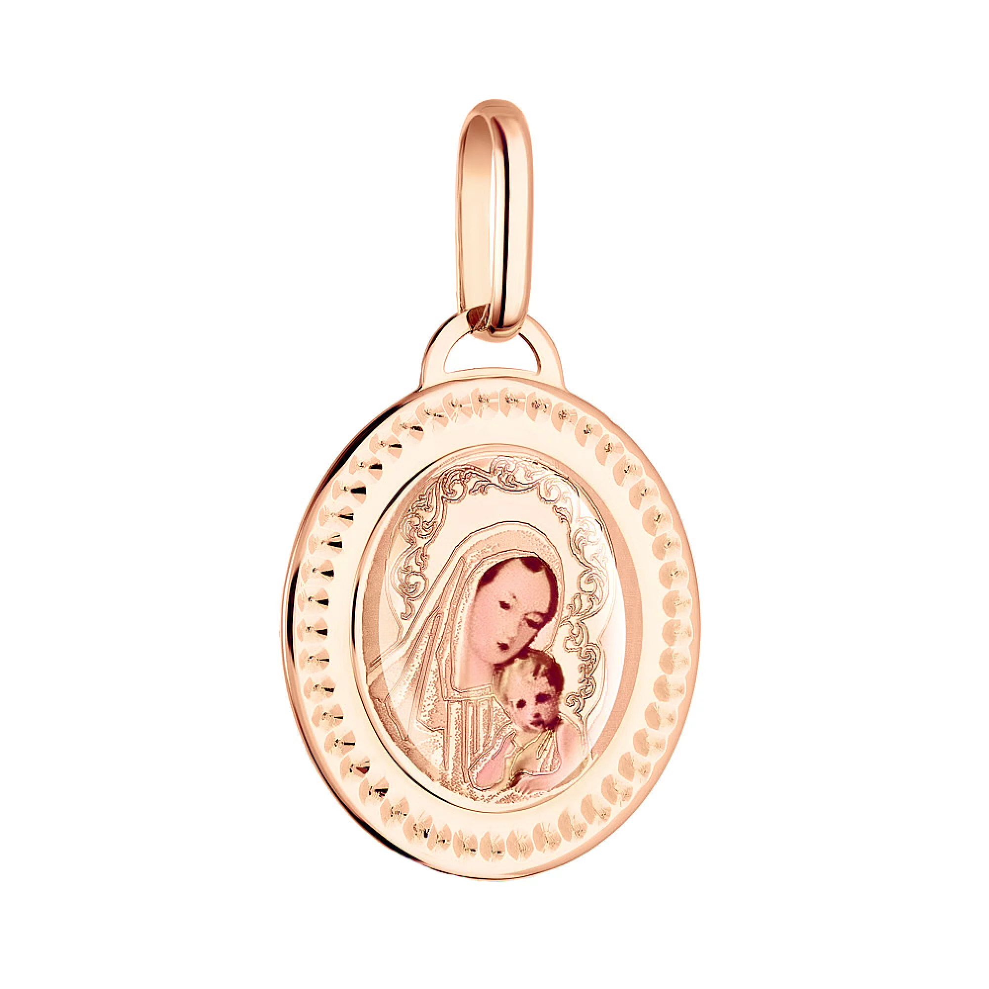 Золота ладанка "Діва Марія та Ісус" з емаллю - 1590067 – зображення 1