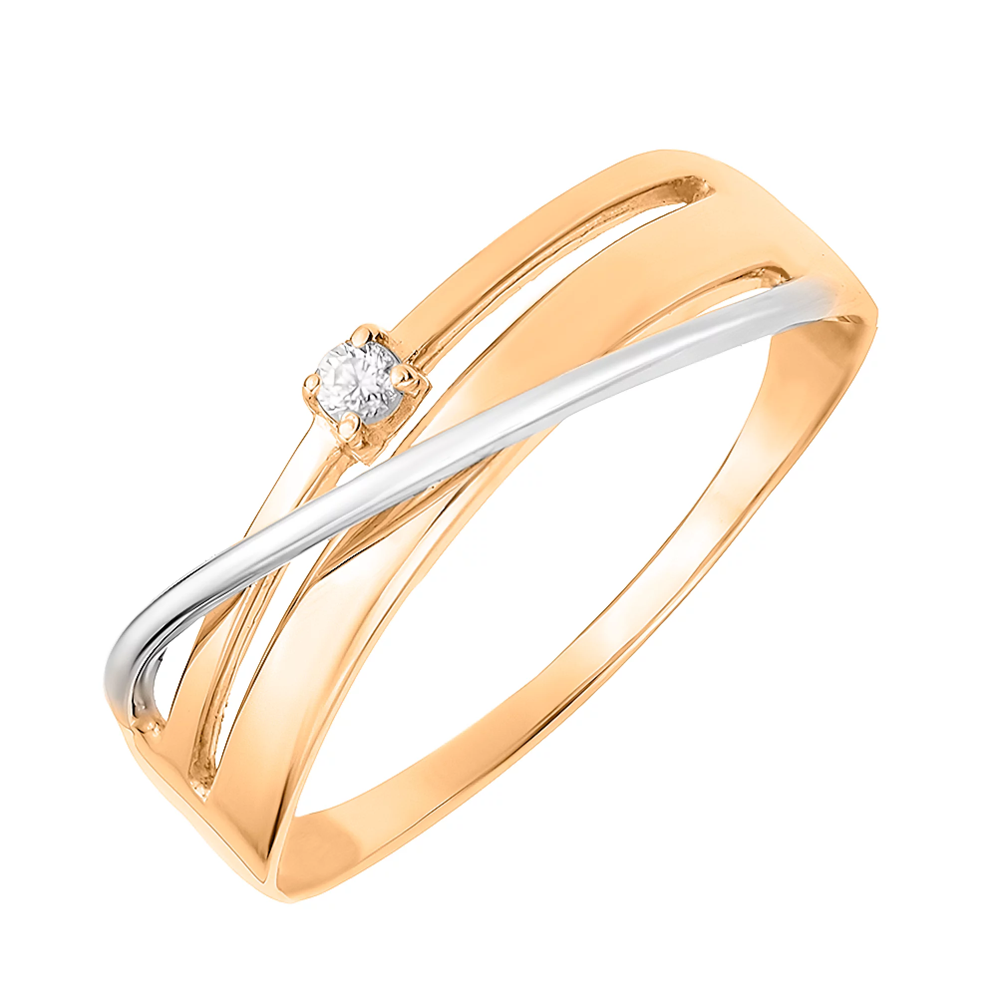 Золотое кольцо с фианитом - 569536 – изображение 1
