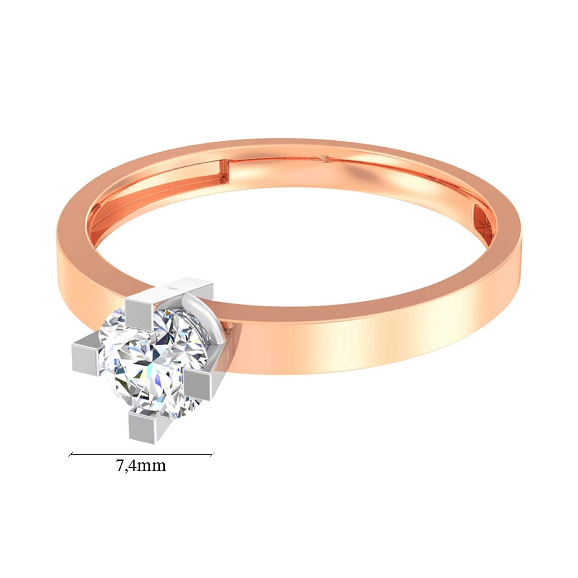 Золотое кольцо с фианитом - 585536 – изображение 2