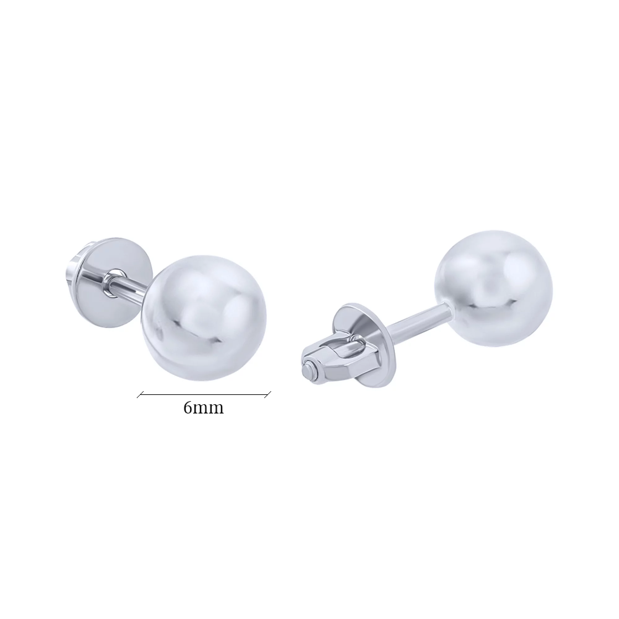 Сережки-гвоздики срібні "Куля" - 1606793 – зображення 3