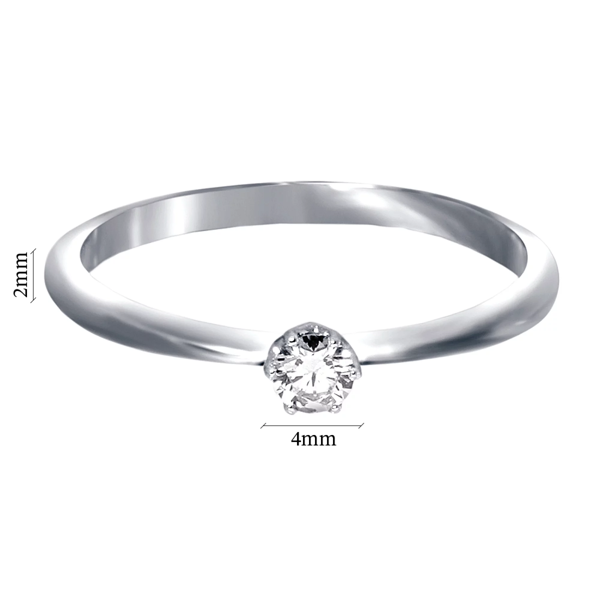 Кольцо из белого золота с бриллиантом - 959318 – изображение 3