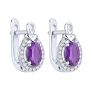 Серебряные серьги с аметистом и фианитами - 2297792