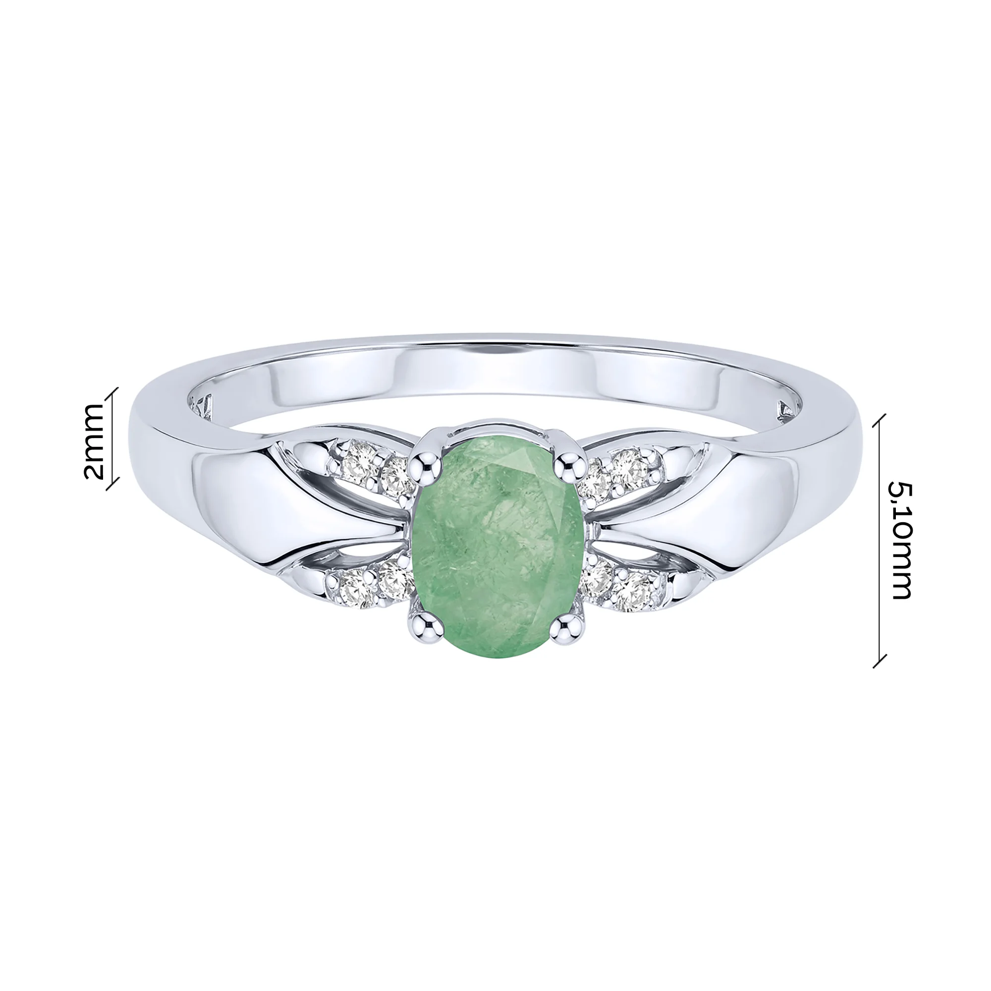 Серебряное кольцо с изумрудом и фианитами - 2297678 - 3