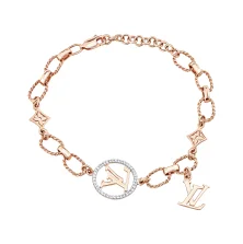 Стильний браслет з підвісом у геометричному стилі з червоного золота з фіанітами та плетінням якір - 1969473