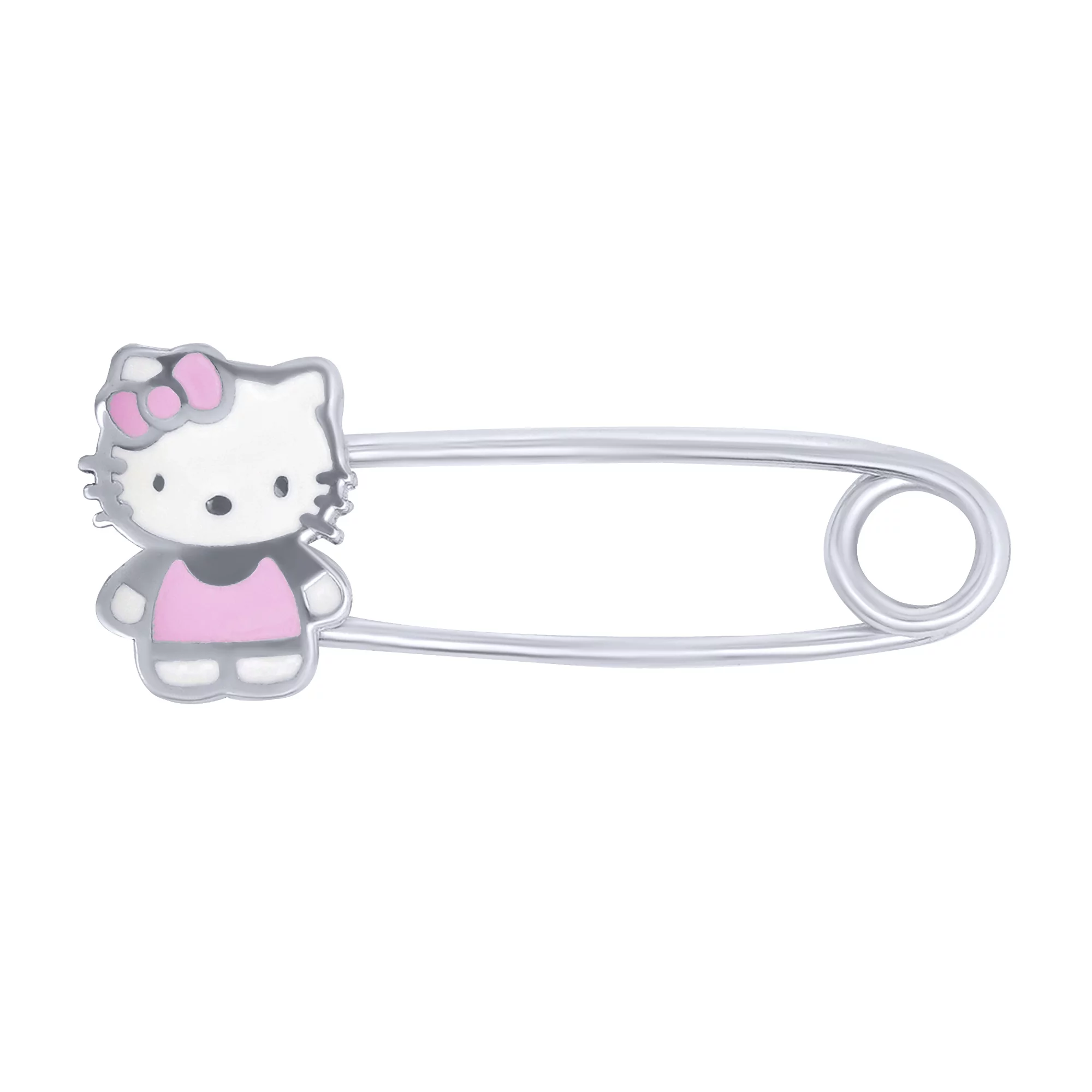 Срібна шпилька "Hello Kitty" з емаллю - 1685967 – зображення 1