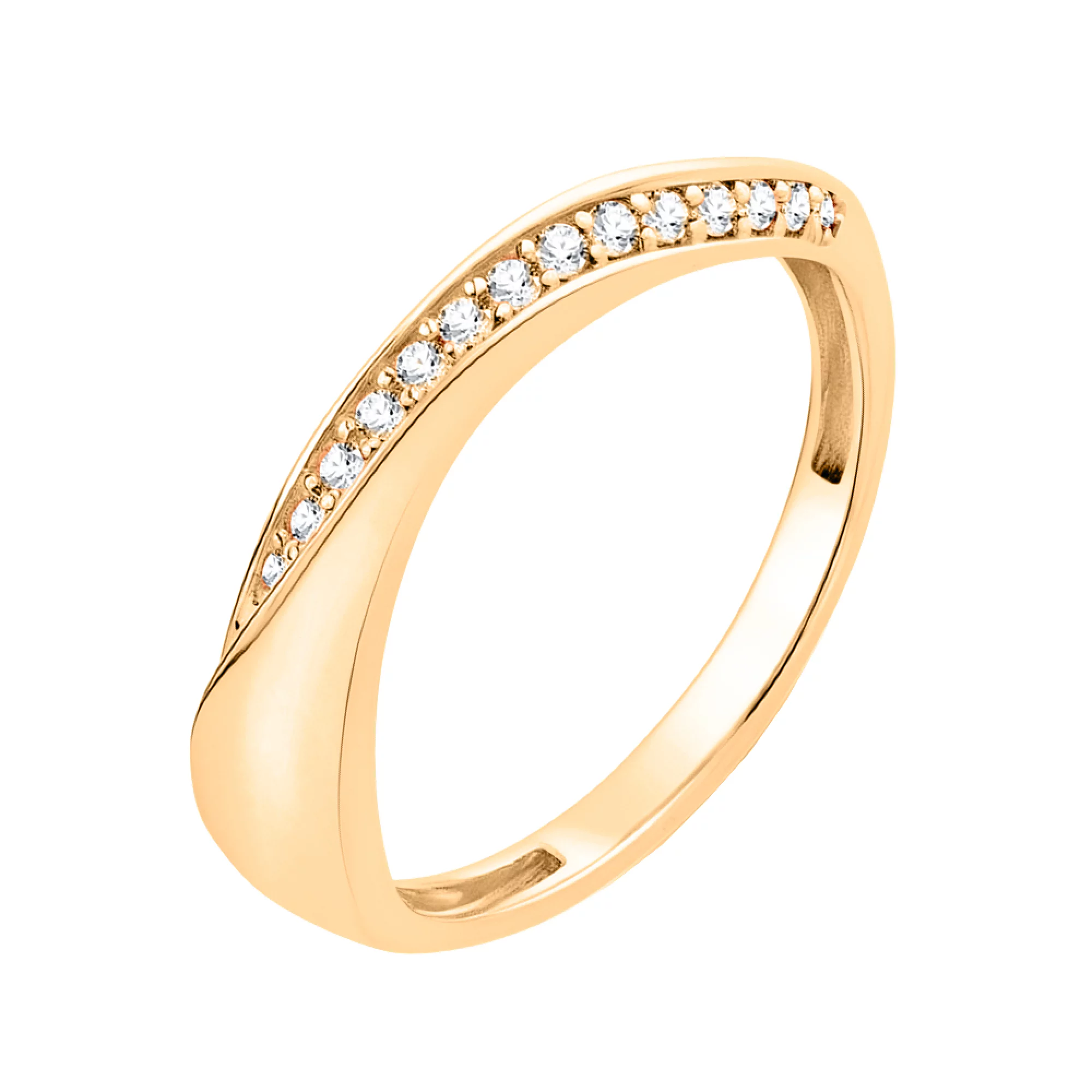 Золотое кольцо с дорожкой фианитов - 1694663 – изображение 1