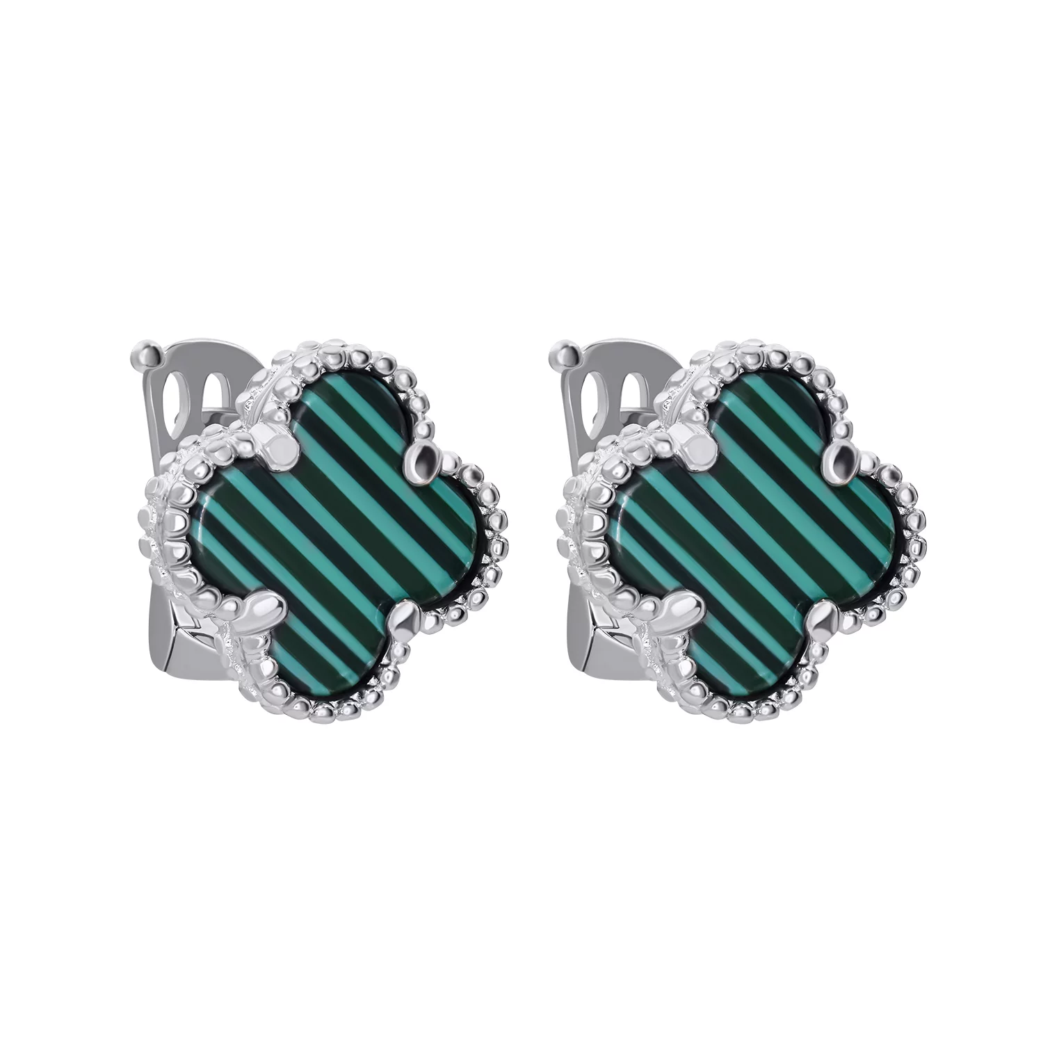 Сережки из серебра с малахитом Клевер. Артикул 7502/2099062/144: цена, отзывы, фото – купить в интернет-магазине AURUM