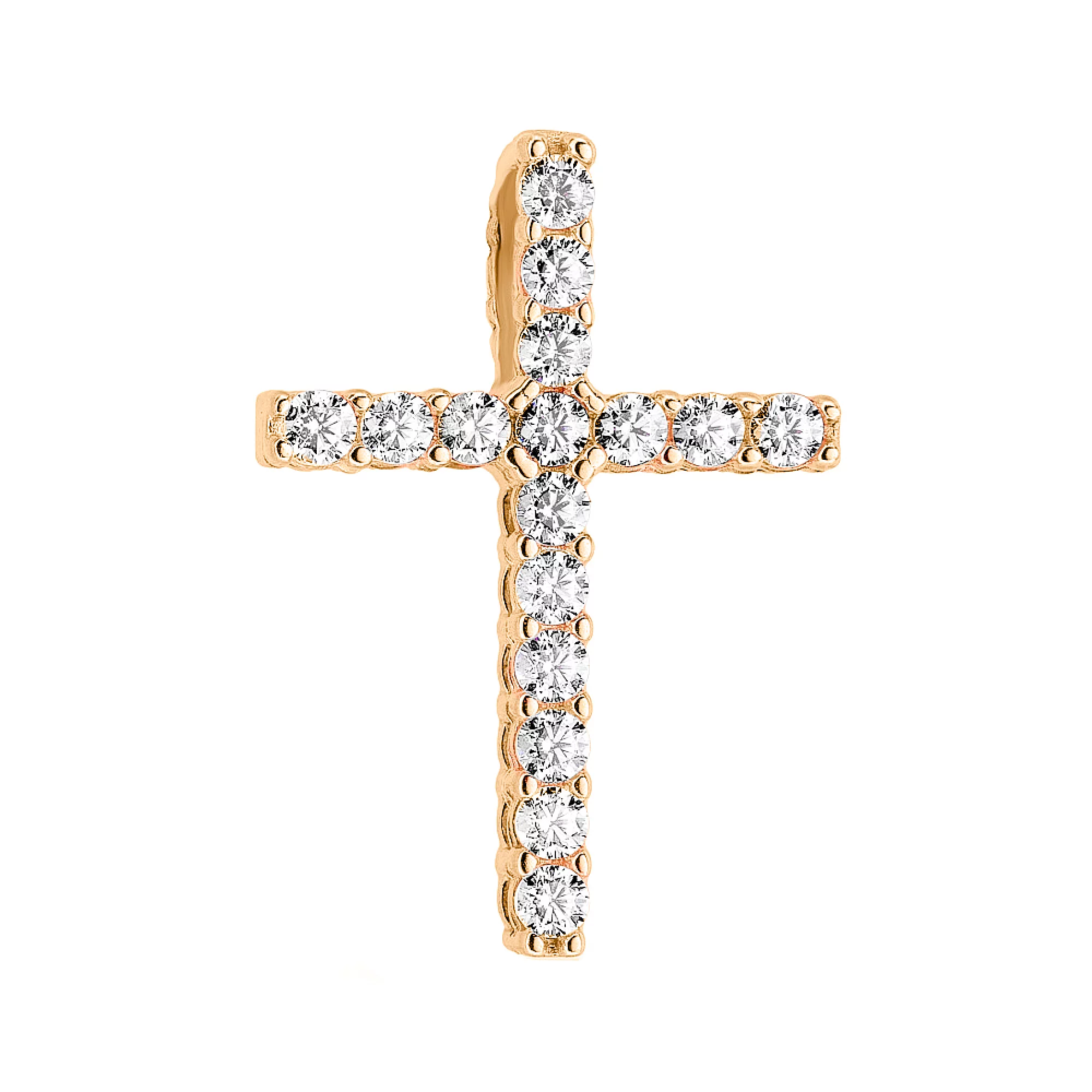 Золотой декоративный крестик с фианитами - 1653429 – изображение 1