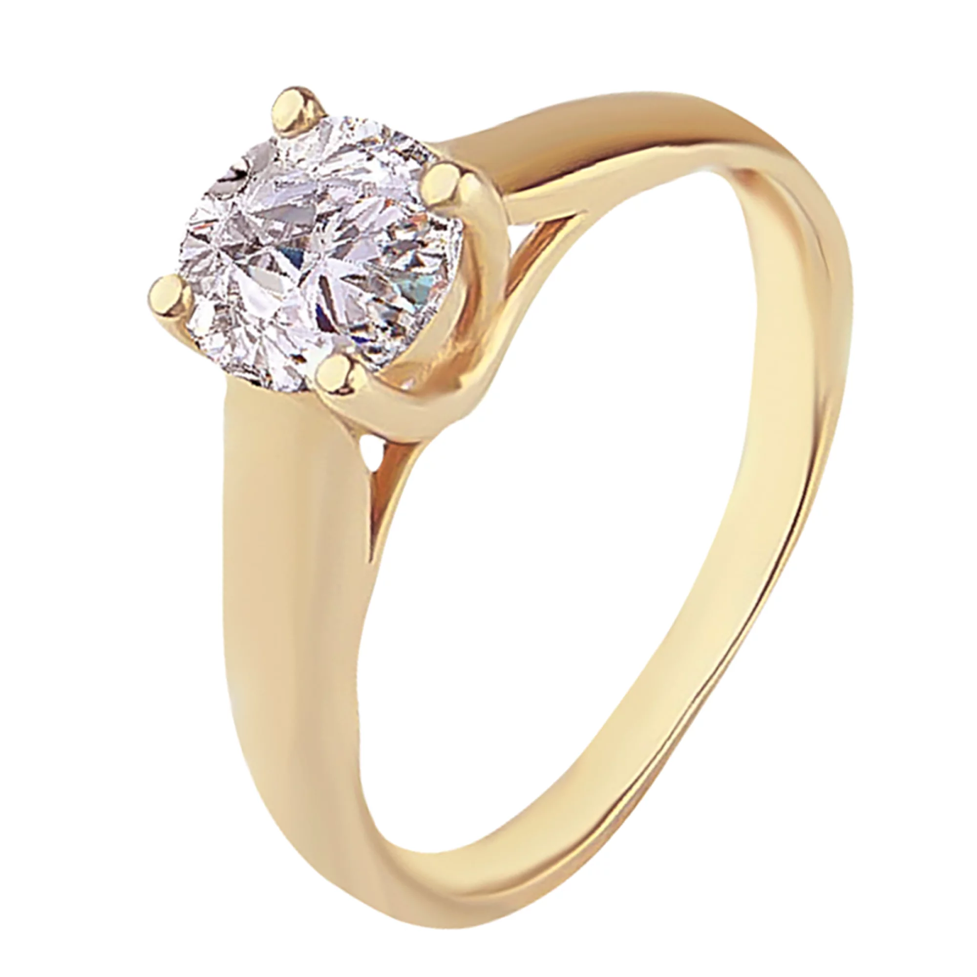 Золотое кольцо с фианитом - 494845 – изображение 1