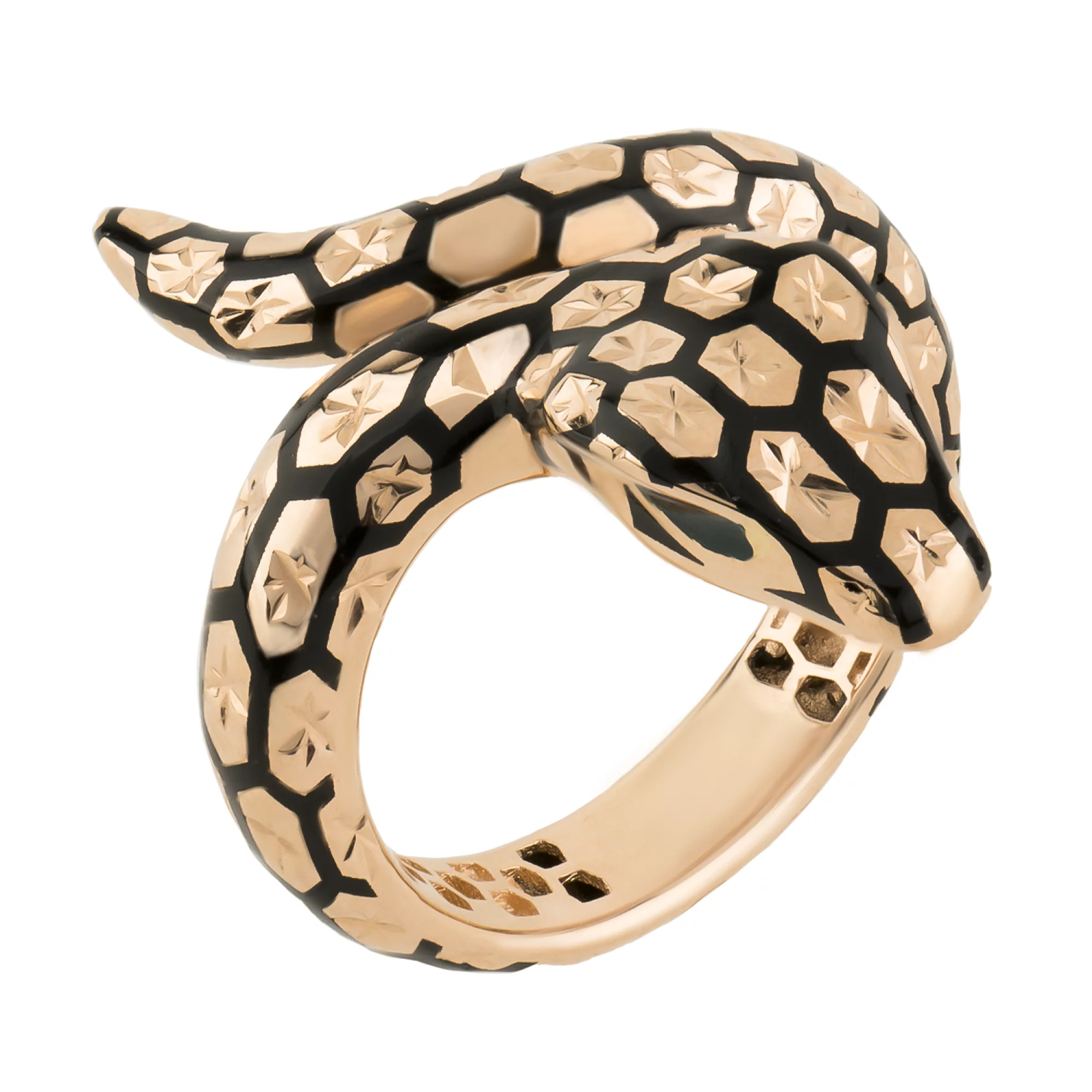 Кольцо из красного золота с эмалью в форме змеи - 1581869 – изображение 1