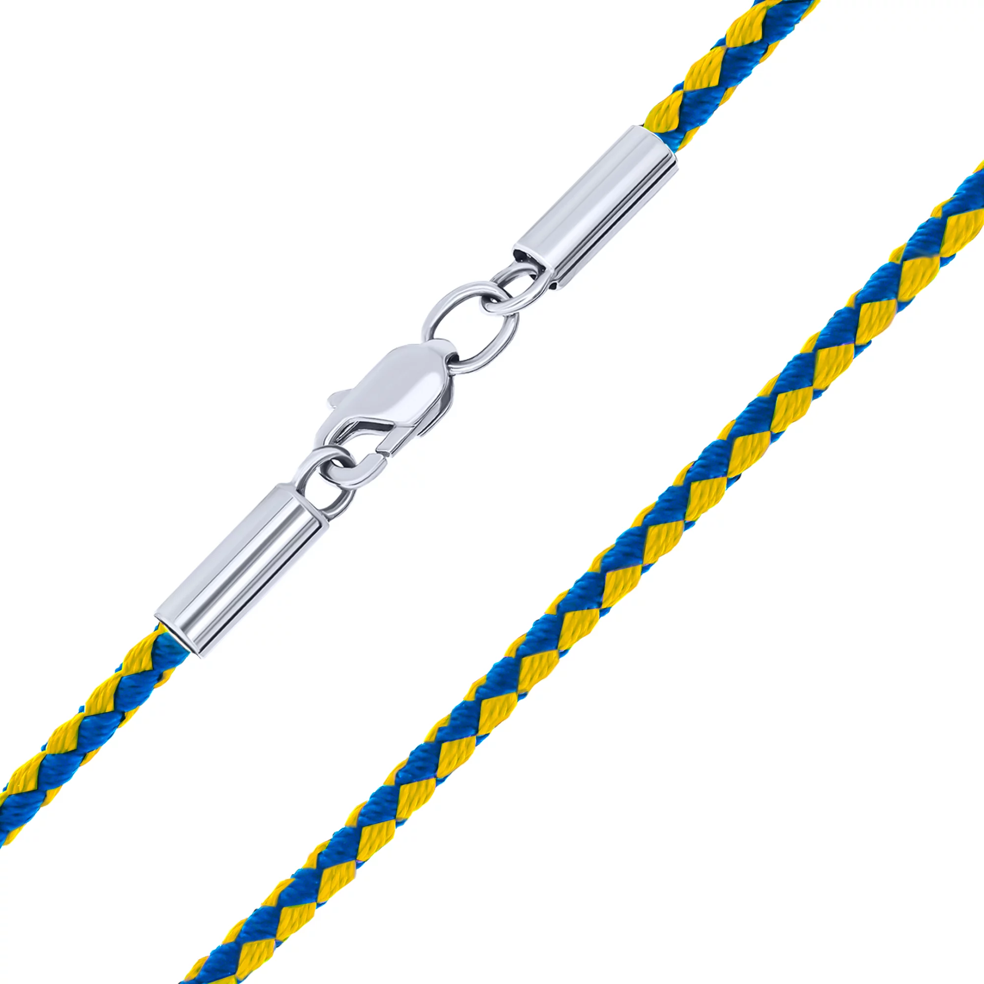 Ювелірний шнурок із синім і жовтим шовком зі срібною застібкою - 1624715 – зображення 1