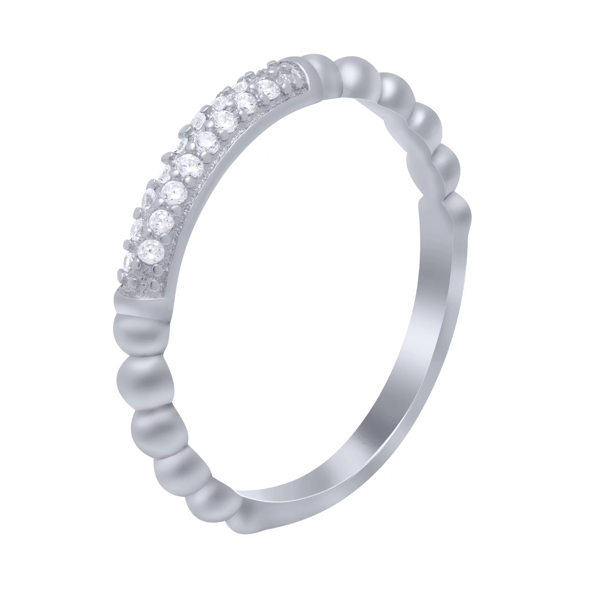 Серебряное кольцо с дорожкой фианитов - 1701657 – изображение 1
